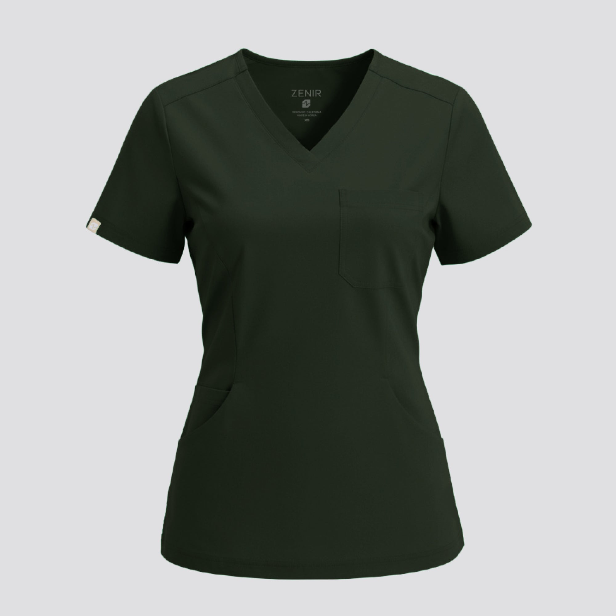 Image of Zenir | Women's Soft Stretch Scrub Top - Olive Green