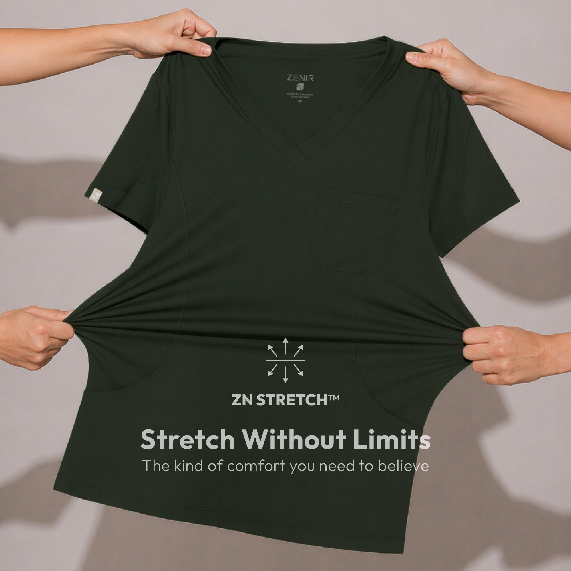 Image of Zenir | Women's Soft Stretch Scrub Top - Olive Green