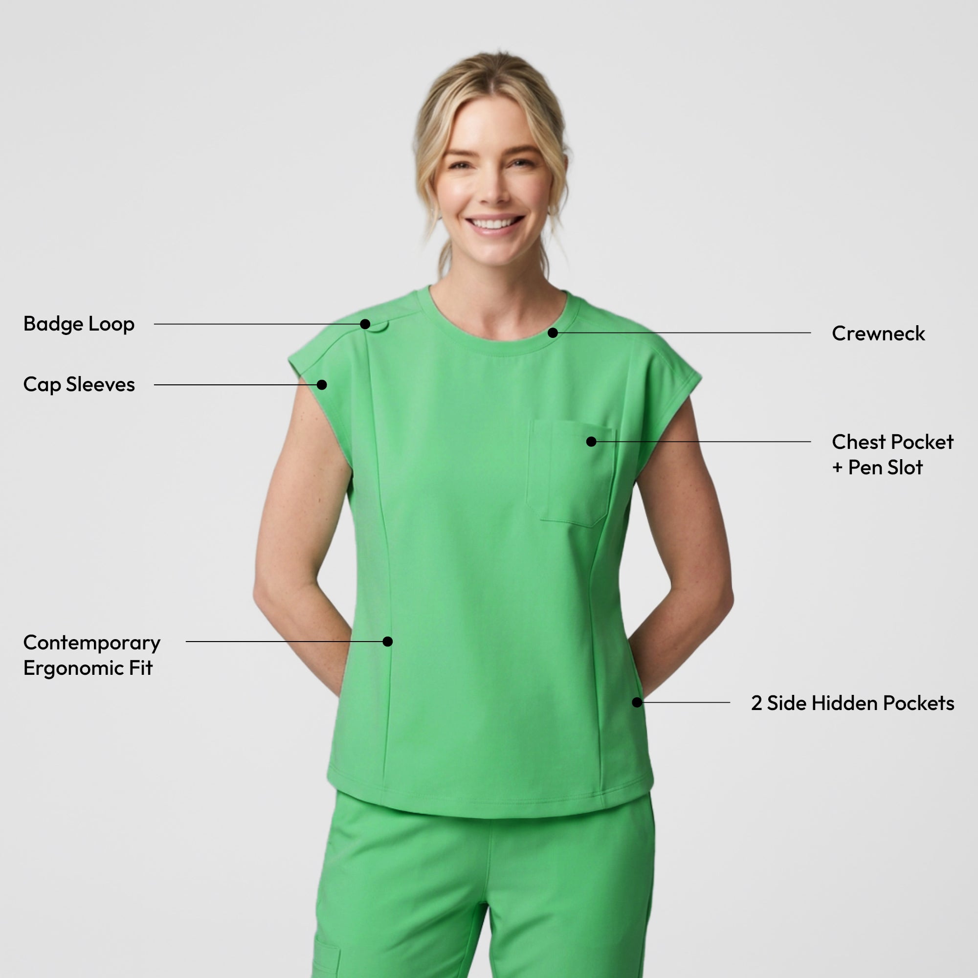 Image of Zenir | Women's Soft Stretch Crewneck Scrub Top - Pistachio Green