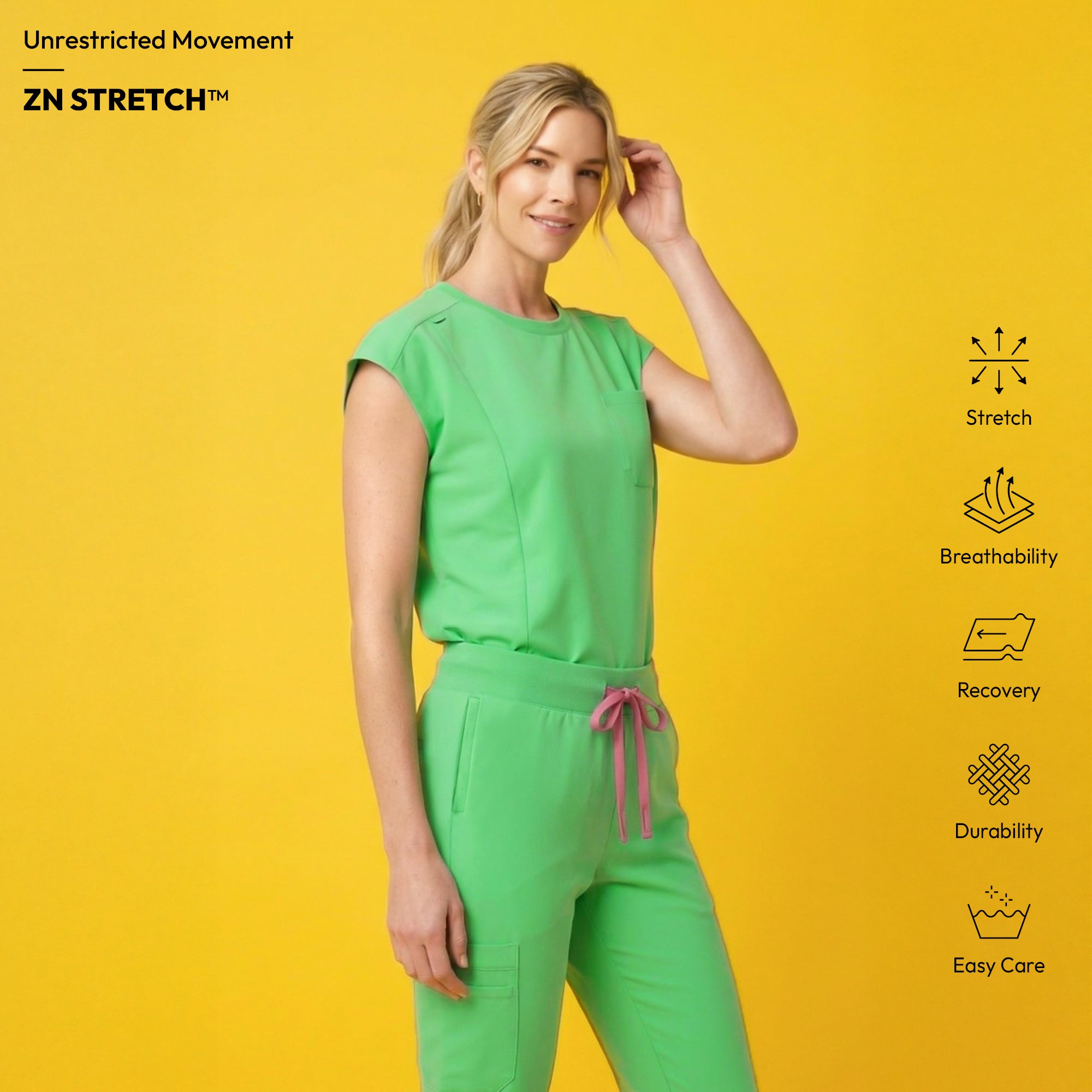 Image of Zenir | Women's Soft Stretch Crewneck Scrub Top - Pistachio Green