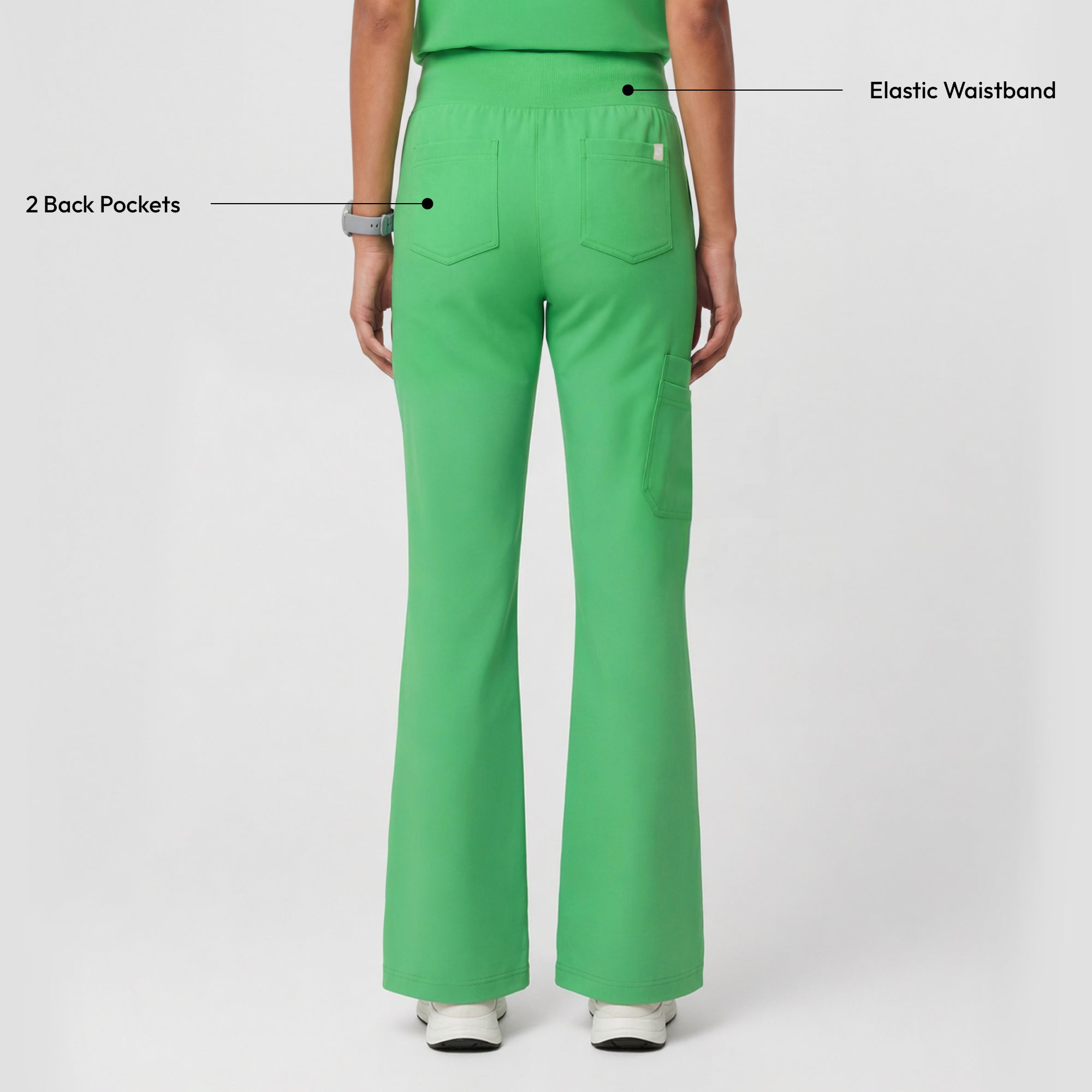 Image of Zenir | Women's Soft Stretch High Waisted Flare Scrub Pants - Pistachio Green