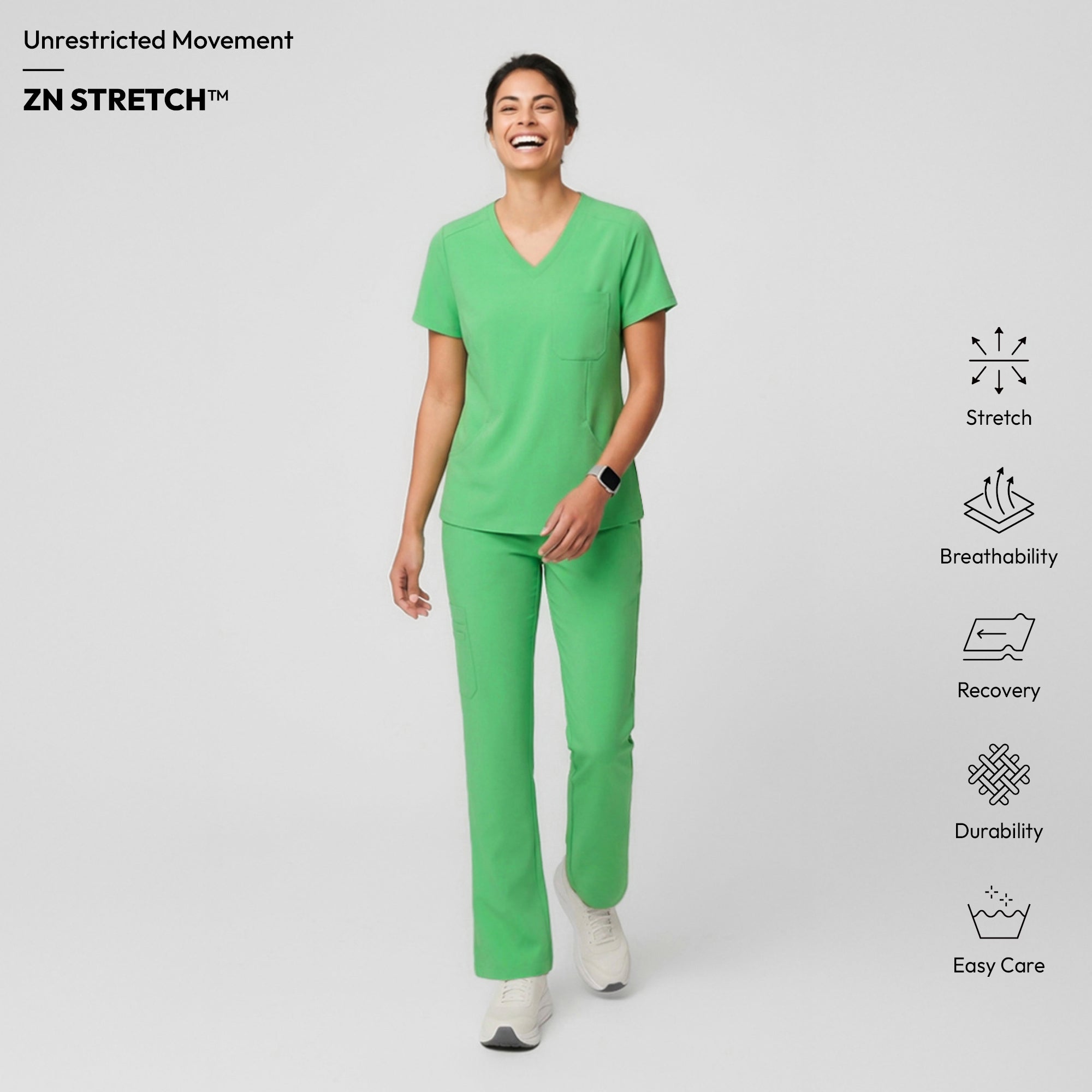Image of Zenir | Women's Soft Stretch High Waisted Flare Scrub Pants - Pistachio Green