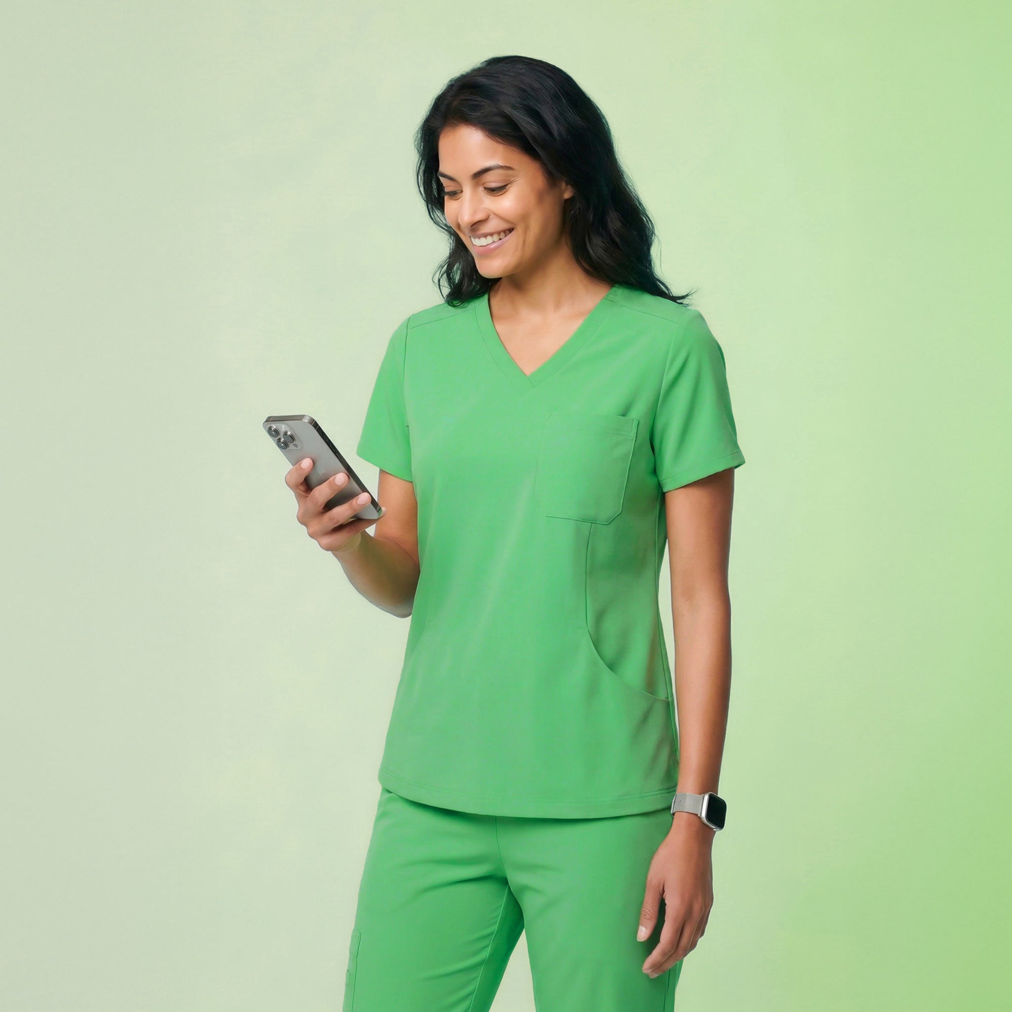 Image of Zenir | Women's Soft Stretch High Waisted Flare Scrub Pants - Pistachio Green