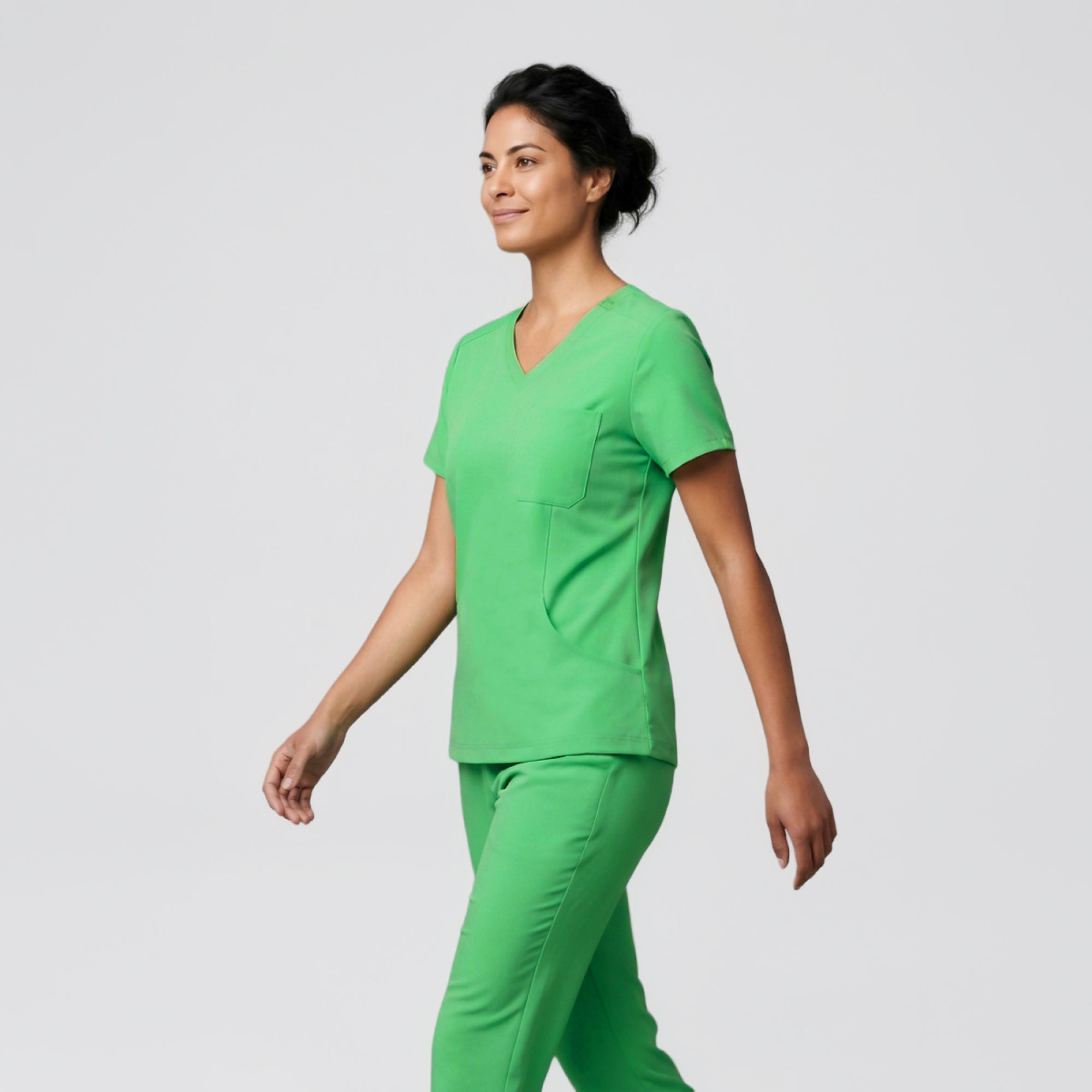 Image of Zenir | Women's Soft Stretch High Waisted Flare Scrub Pants - Pistachio Green