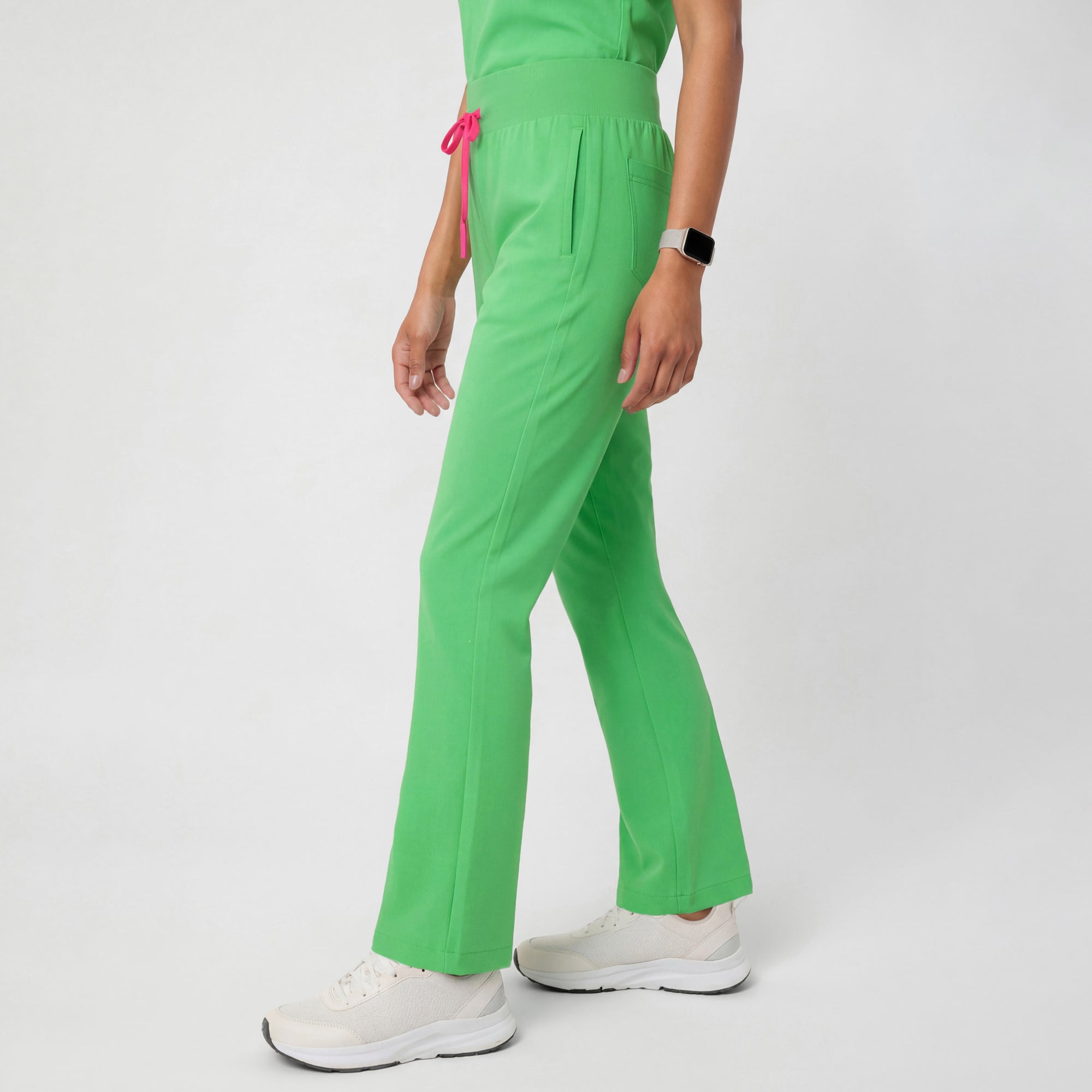 Image of Zenir | Women's Soft Stretch High Waisted Flare Scrub Pants - Pistachio Green