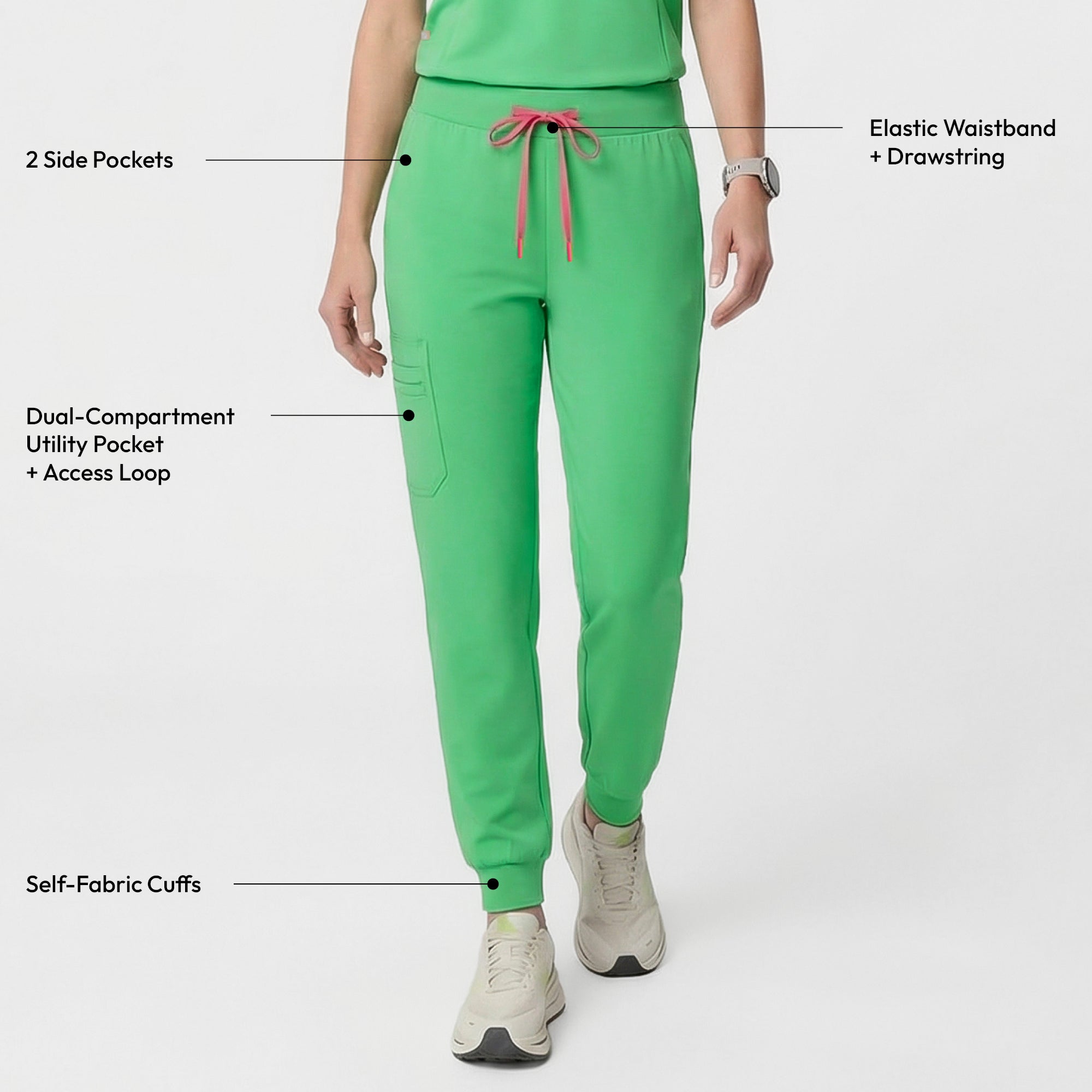 Image of Zenir | Women's Soft Stretch High Waisted Jogger Scrub Pants - Pistachio Green