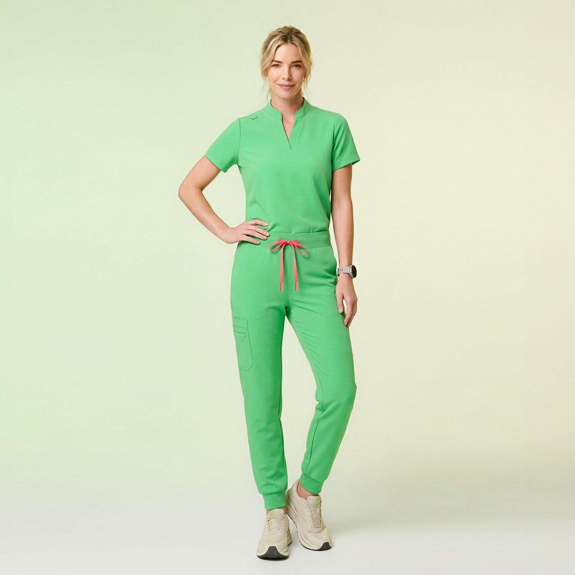 Image of Zenir | Women's Soft Stretch High Waisted Jogger Scrub Pants - Pistachio Green