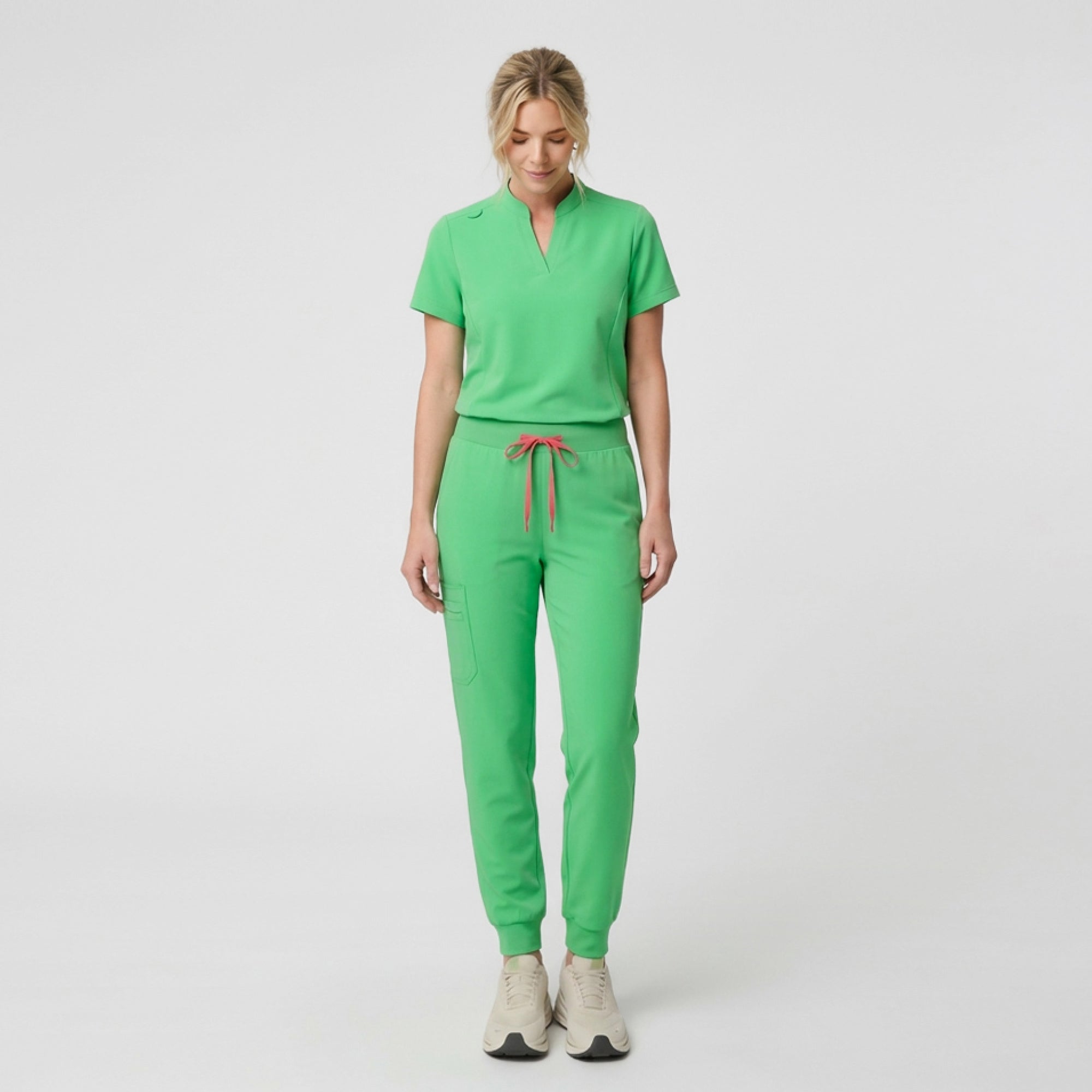 Image of Zenir | Women's Soft Stretch High Waisted Jogger Scrub Pants - Pistachio Green