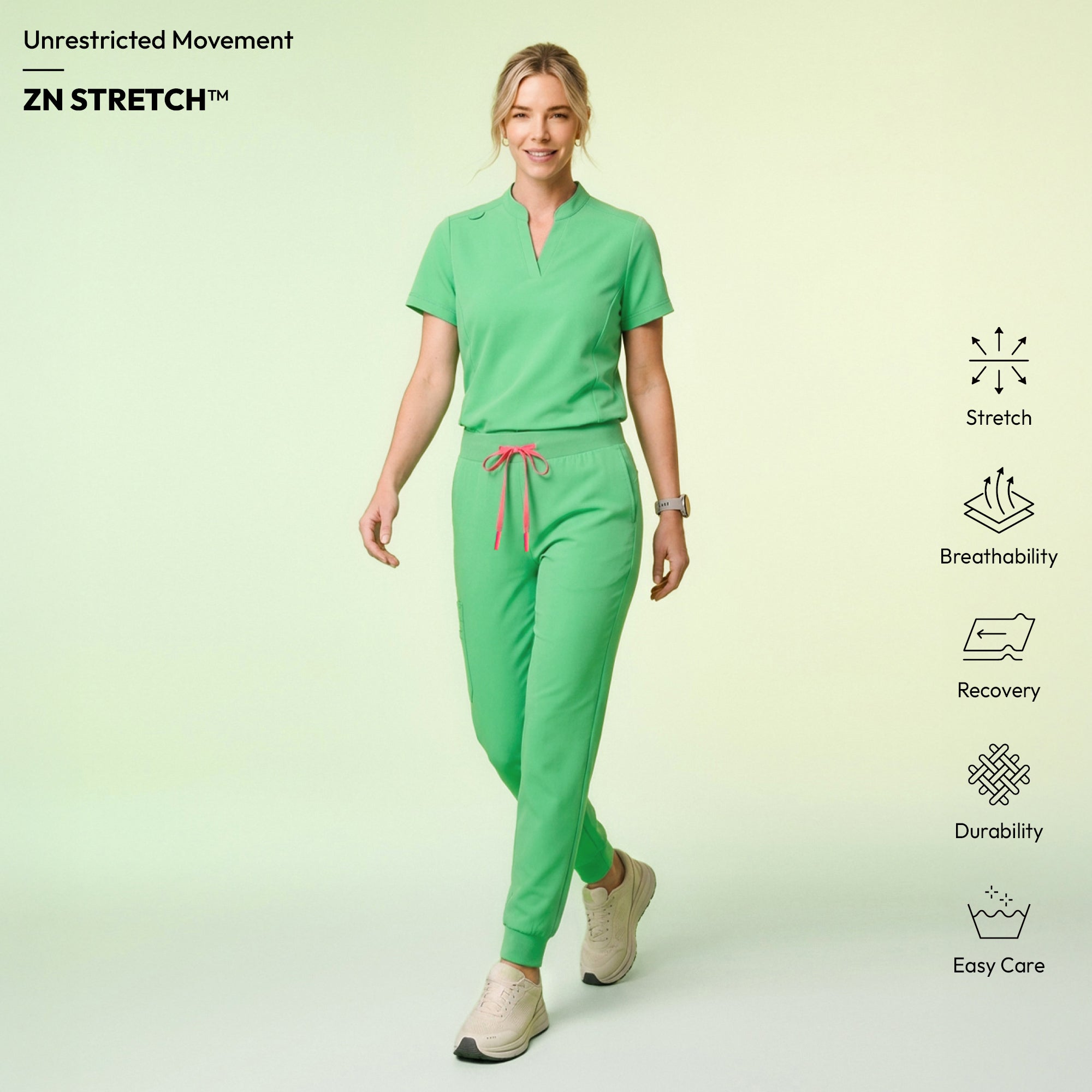 Image of Zenir | Women's Soft Stretch High Waisted Jogger Scrub Pants - Pistachio Green