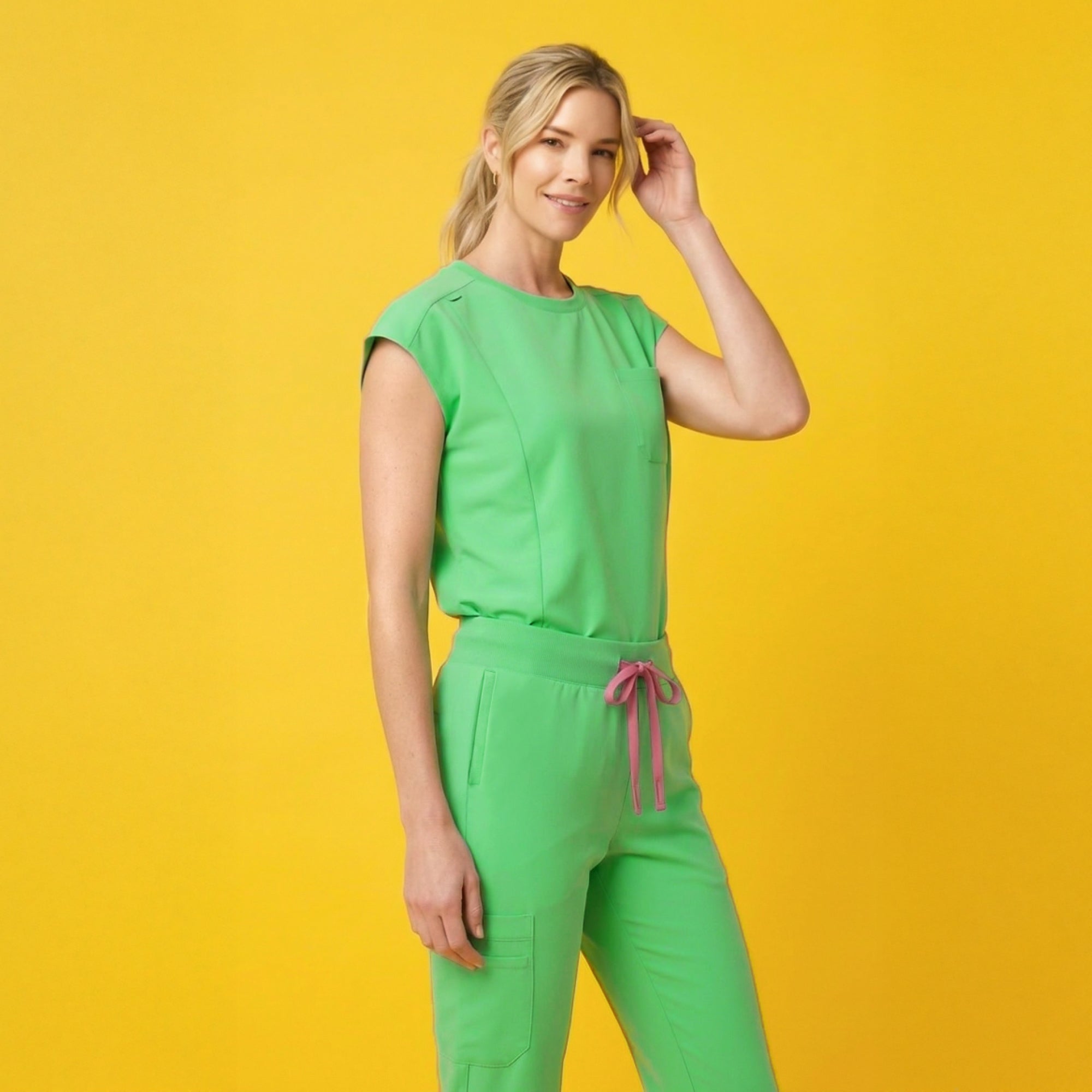 Image of Zenir | Women's Soft Stretch High Waisted Jogger Scrub Pants - Pistachio Green