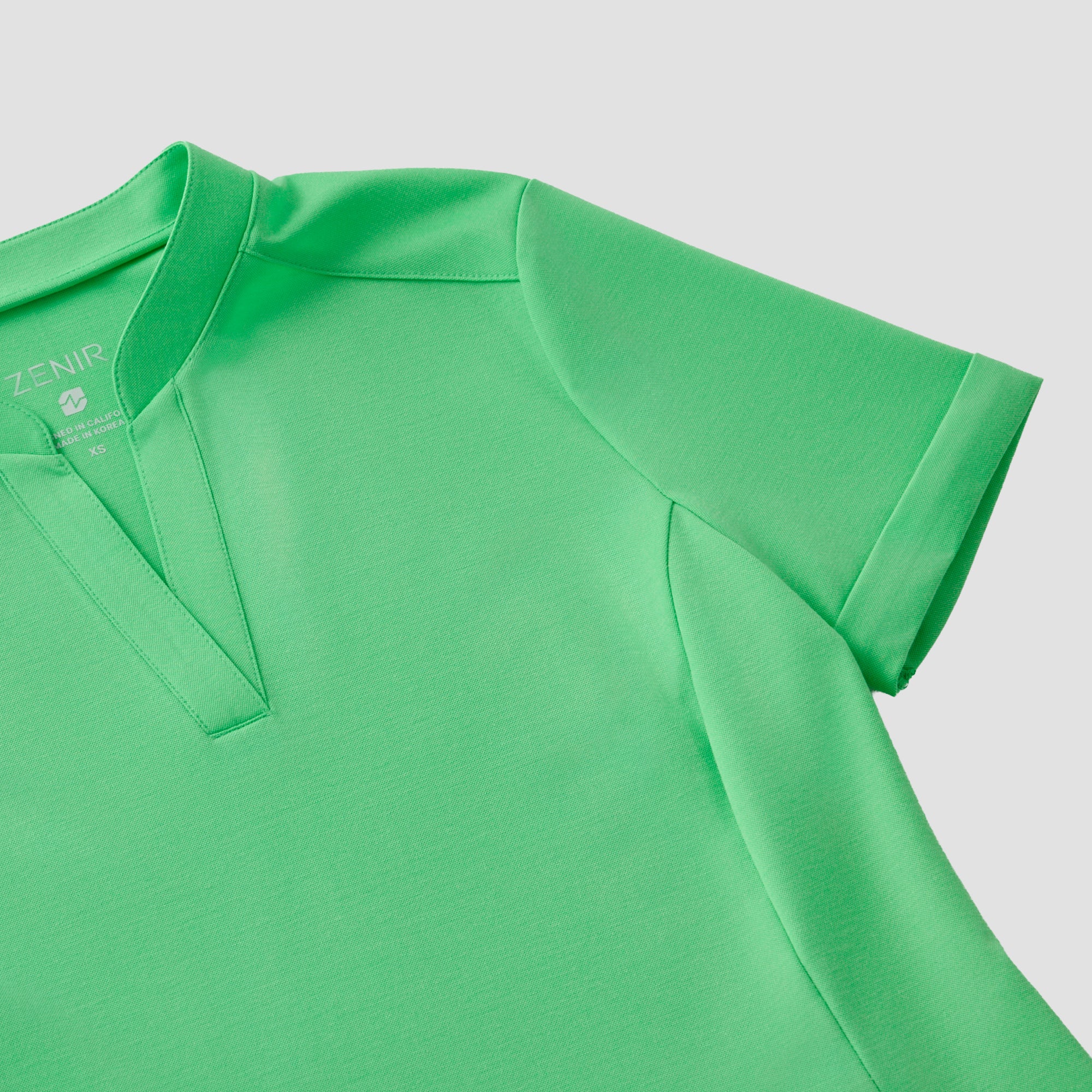 Image of Zenir | Women's Soft Stretch Notched Scrub Top - Pistachio Green