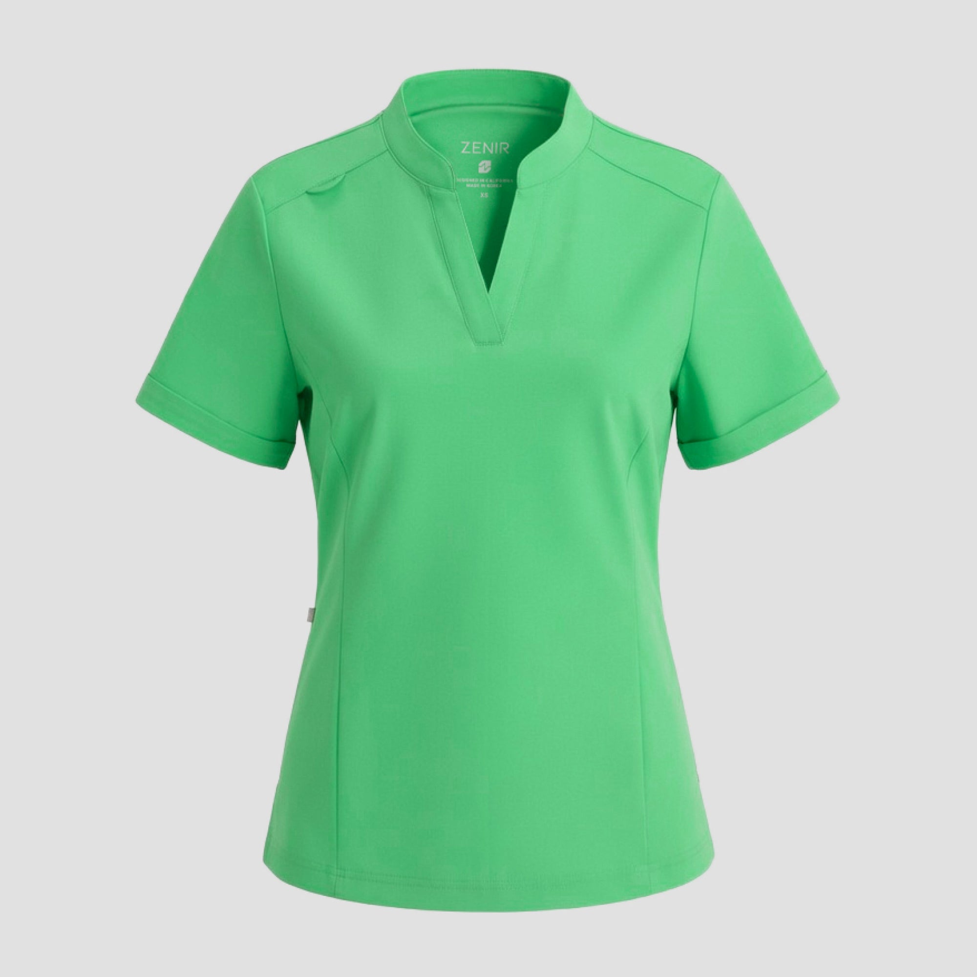 Image of Zenir | Women's Soft Stretch Notched Scrub Top - Pistachio Green