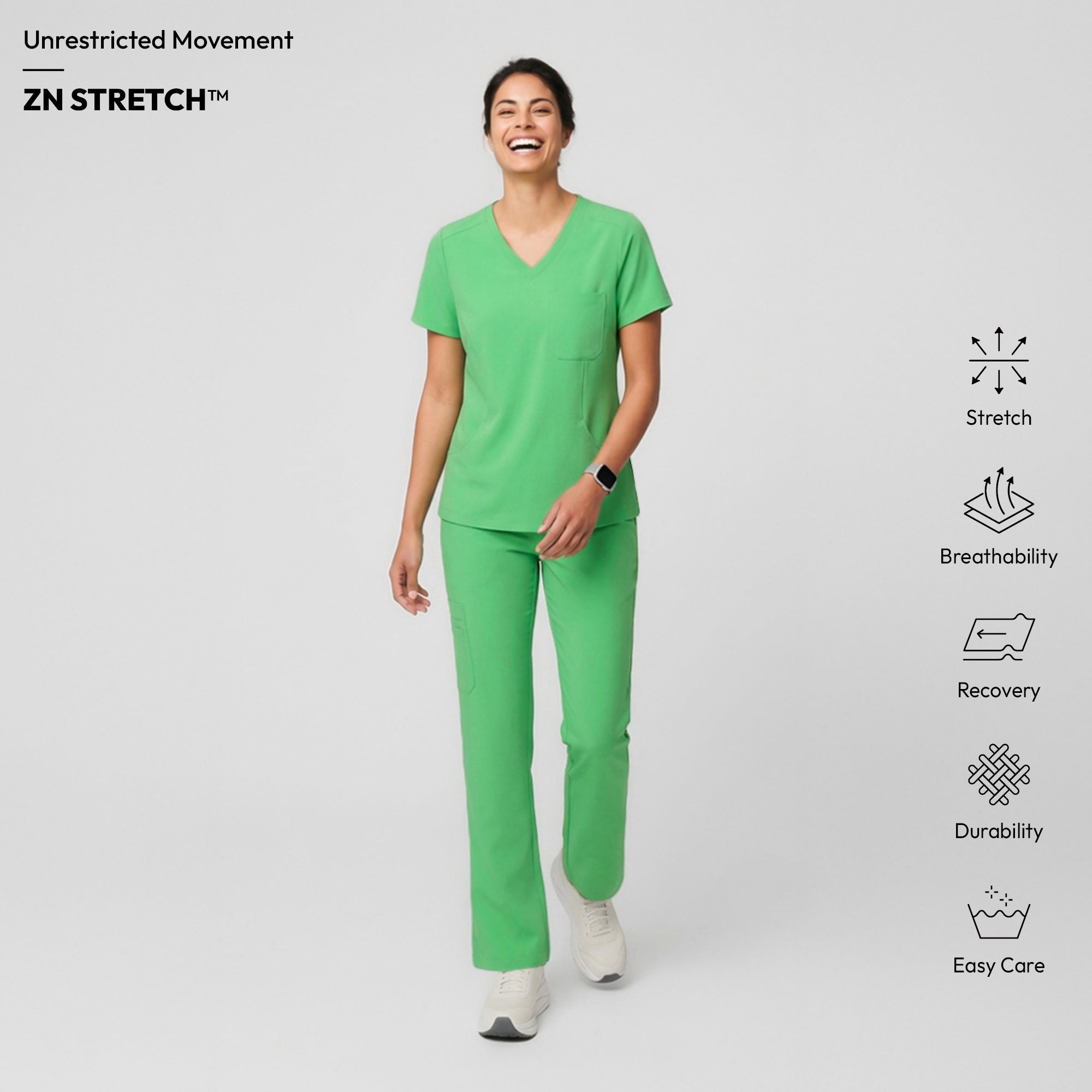 Image of Zenir | Women's Soft Stretch Scrub Top - Pistachio Green