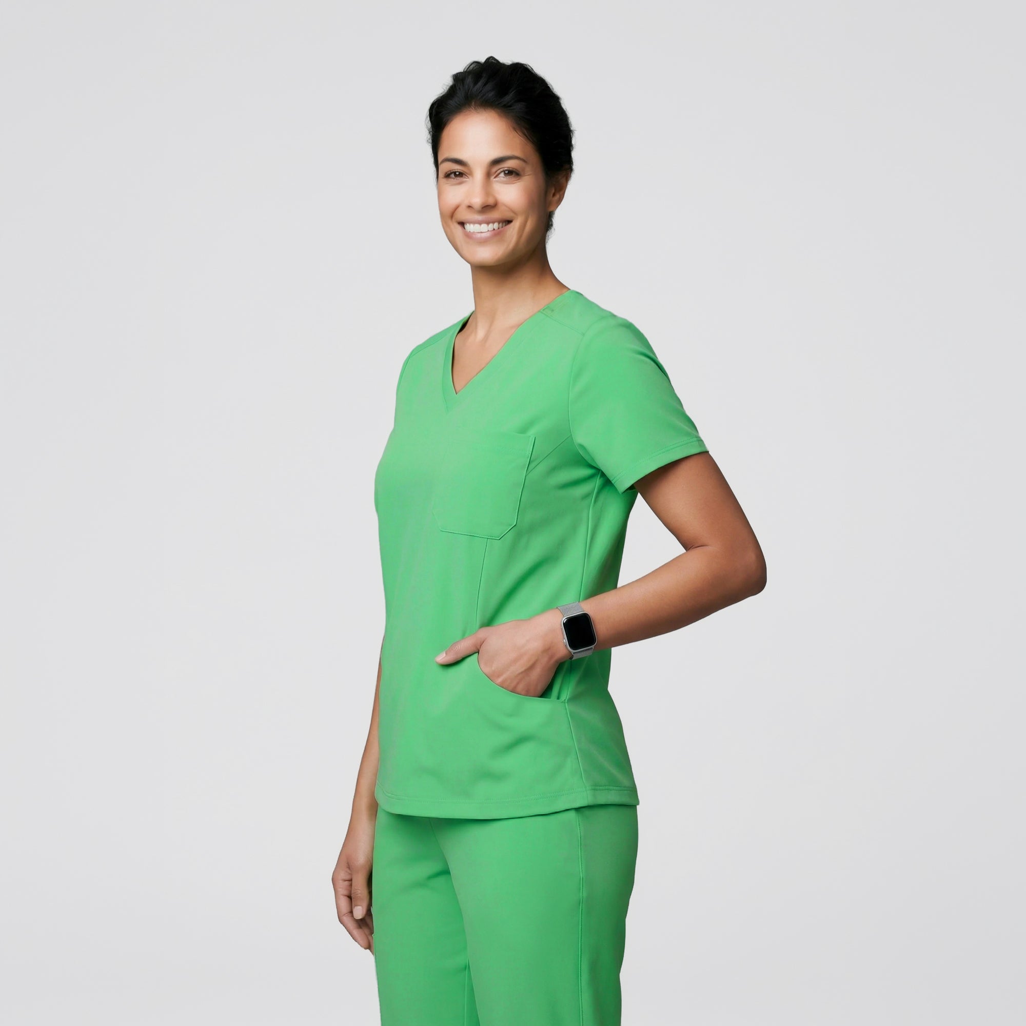 Image of Zenir | Women's Soft Stretch Scrub Top - Pistachio Green