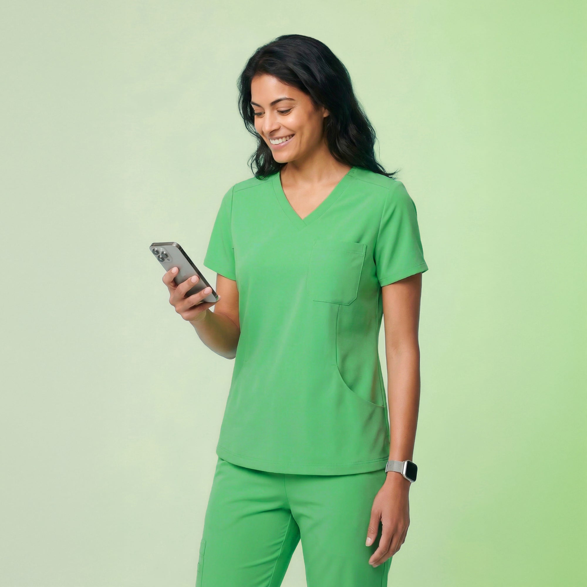 Image of Zenir | Women's Soft Stretch Scrub Top - Pistachio Green