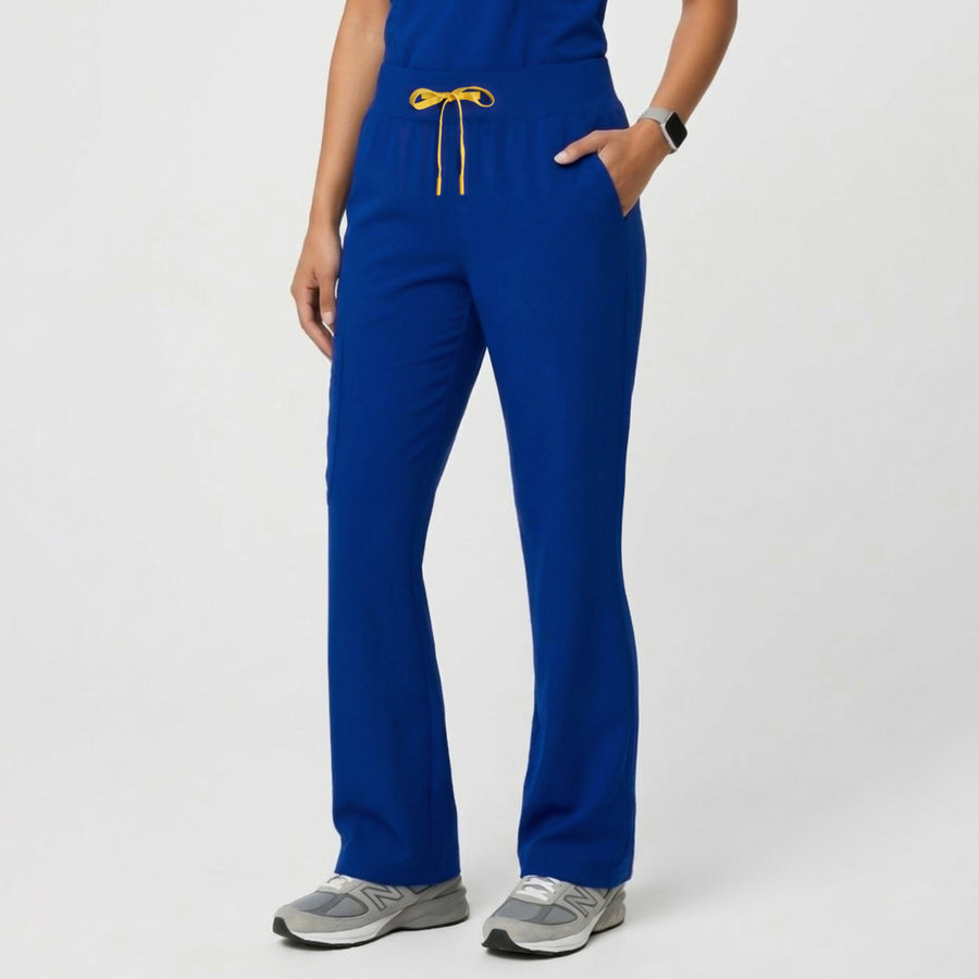 Zenir | Women's Soft Stretch High Waisted Flare Scrub Pants - Royal Blue