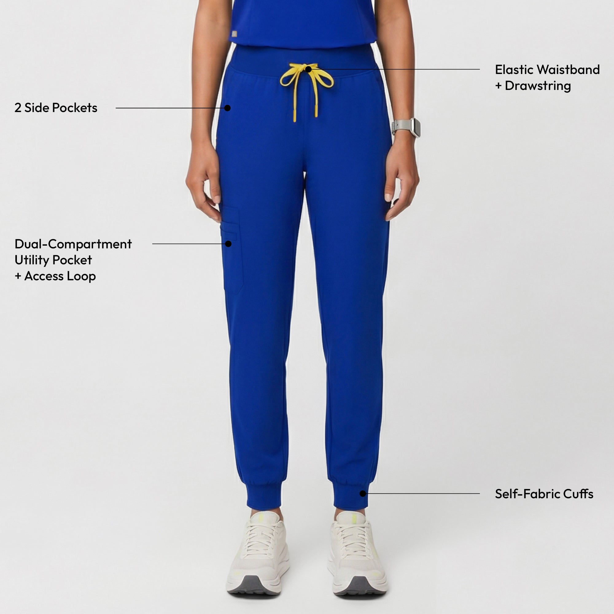 Image of Zenir | Women's Soft Stretch High Waisted Jogger Scrub Pants - Royal Blue