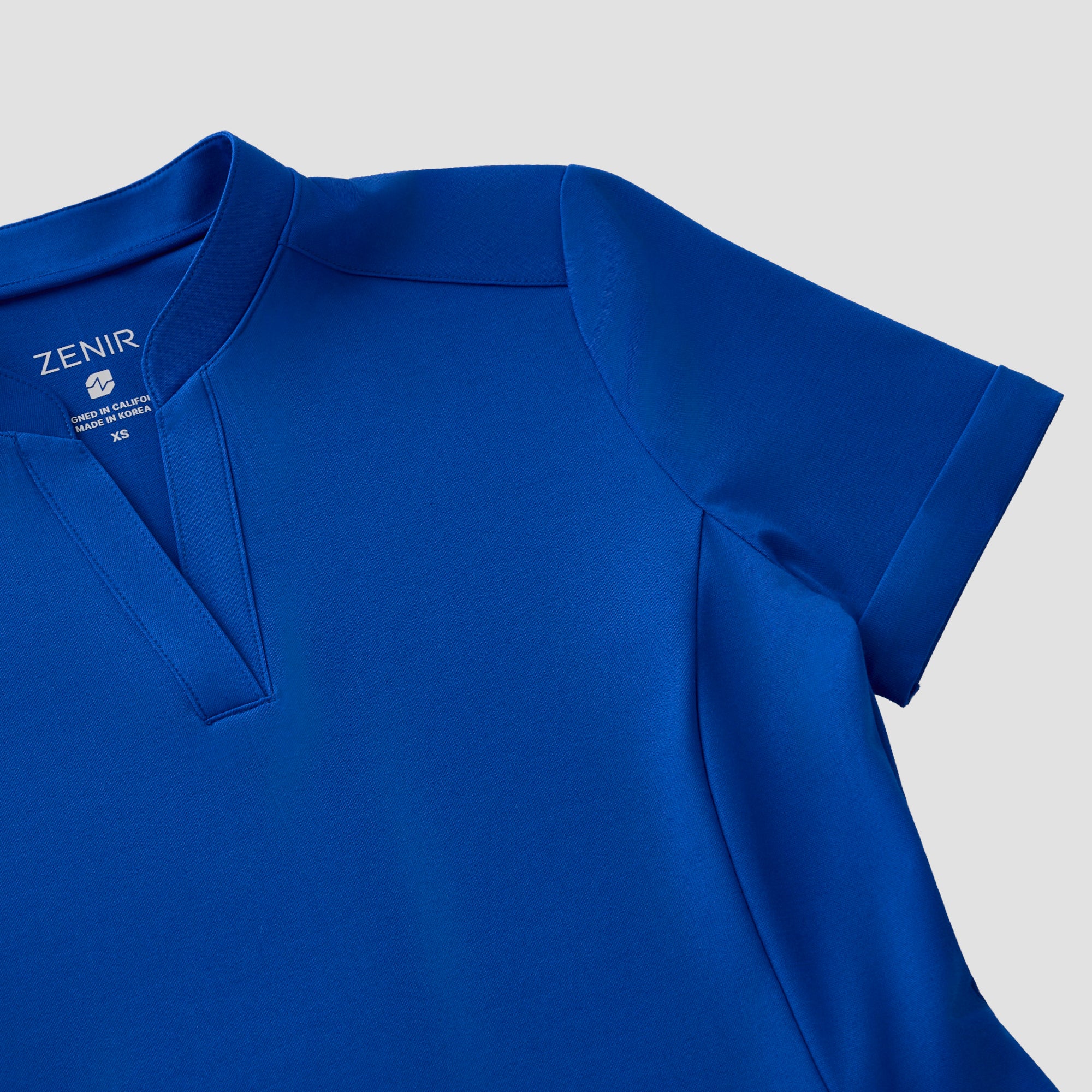 Image of Zenir | Women's Soft Stretch Notched Scrub Top - Royal Blue