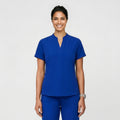 Zenir | Women's Soft Stretch Notched Scrub Top - Royal Blue