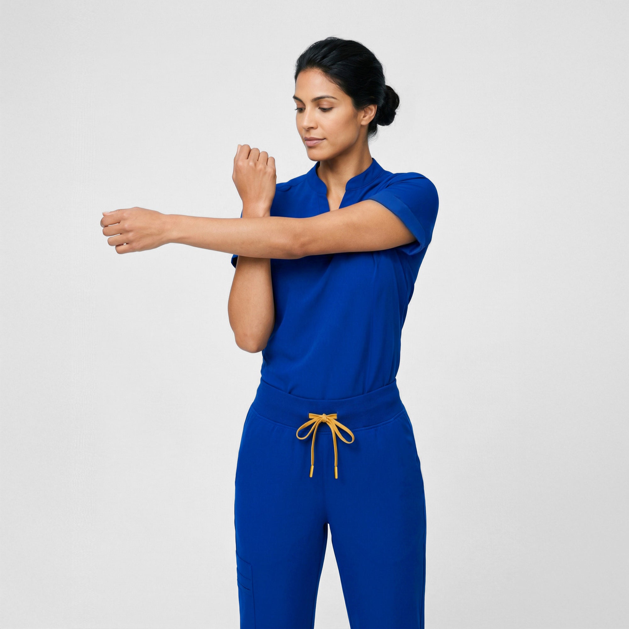 Image of Zenir | Women's Soft Stretch Notched Scrub Top - Royal Blue