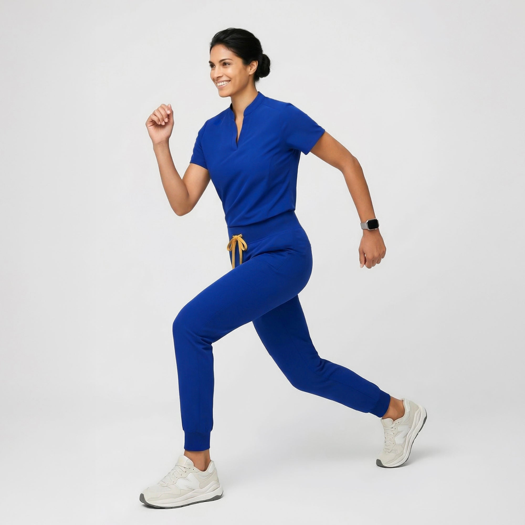 Image of Zenir | Women's Soft Stretch Notched Scrub Top - Royal Blue
