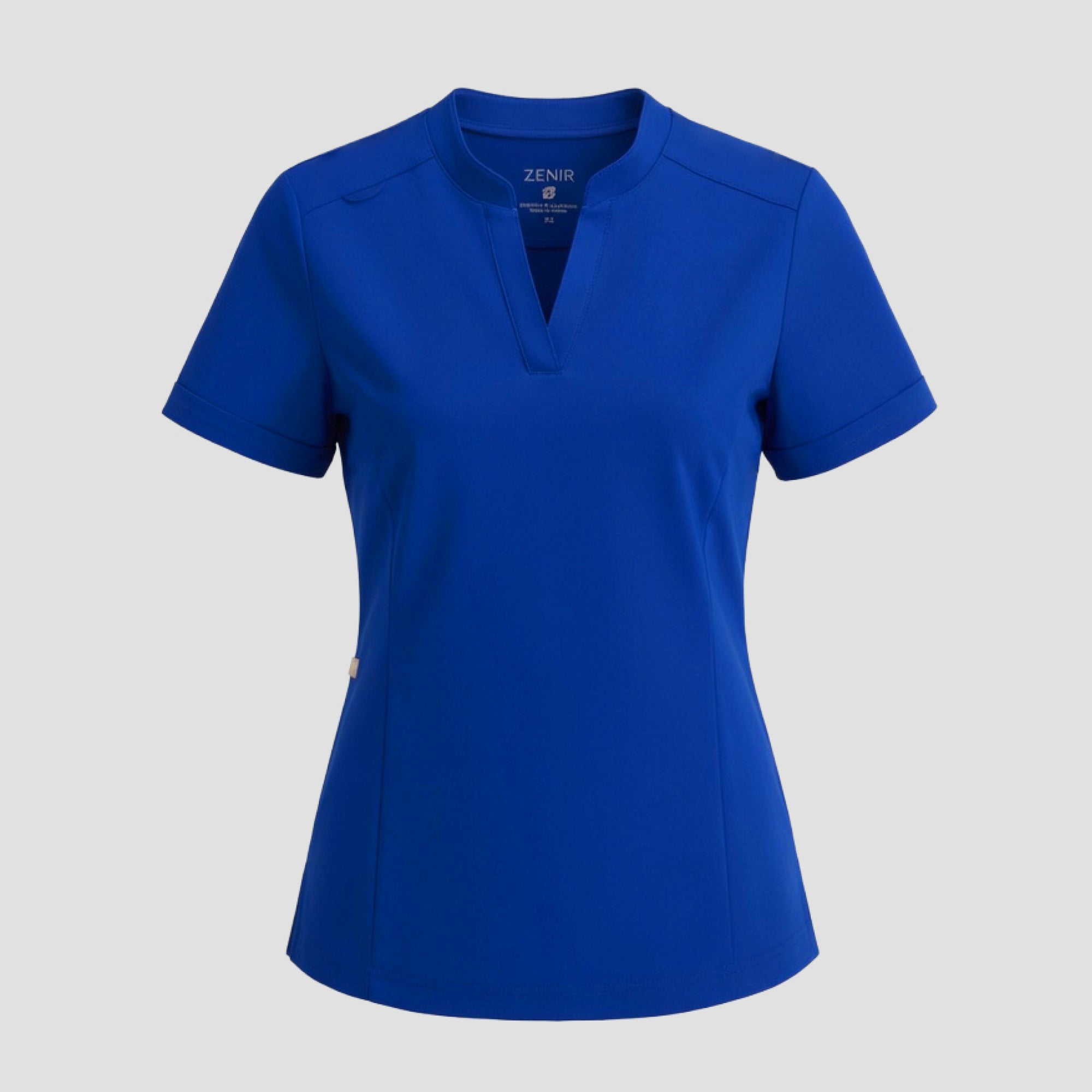 Image of Zenir | Women's Soft Stretch Notched Scrub Top - Royal Blue