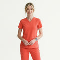 Zenir | Women's Double Pocket Scrub Top - Tiger Orange