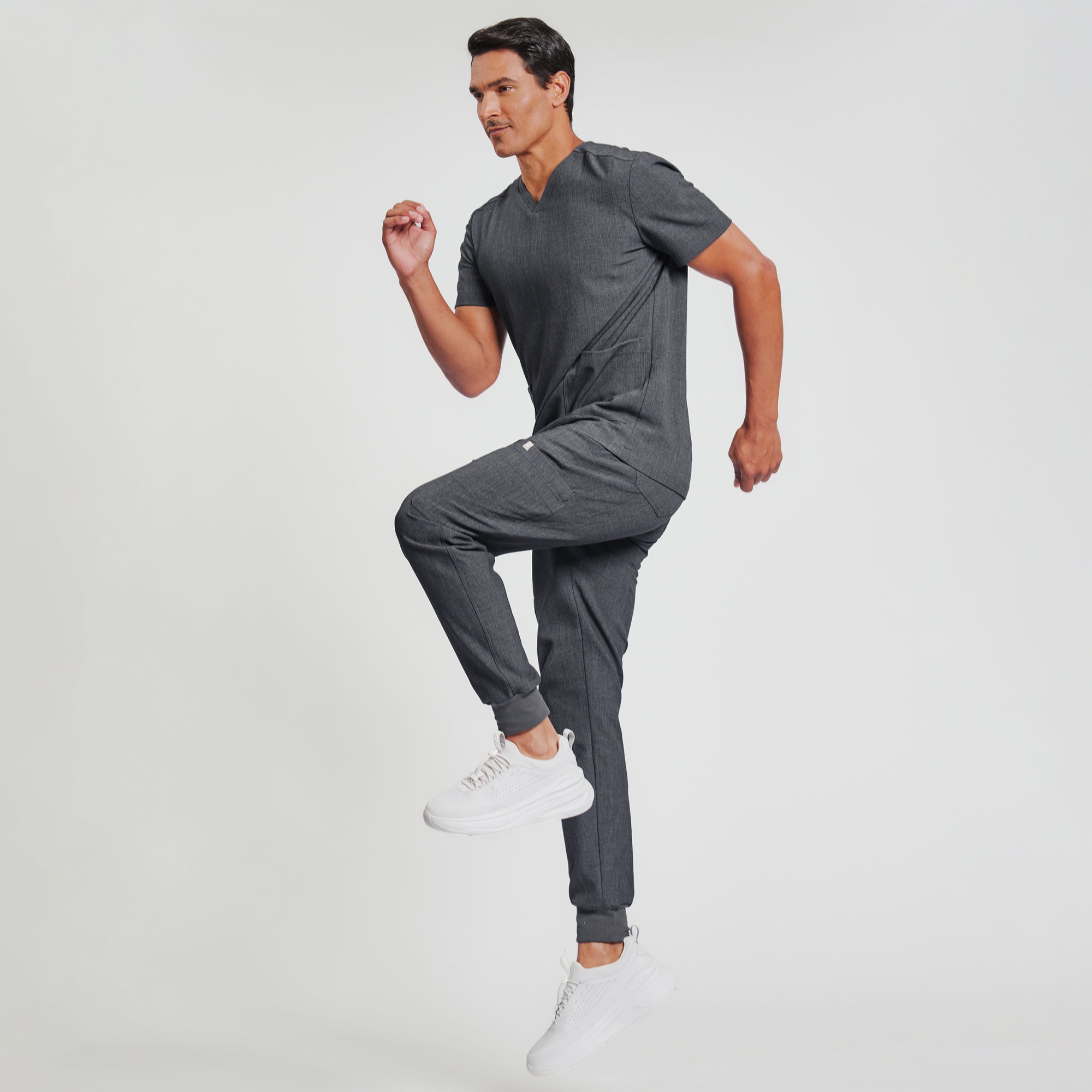 Image of Zenir | Men's Essential 8-Pocket Jogger Scrub Pants - Charcoal Gray