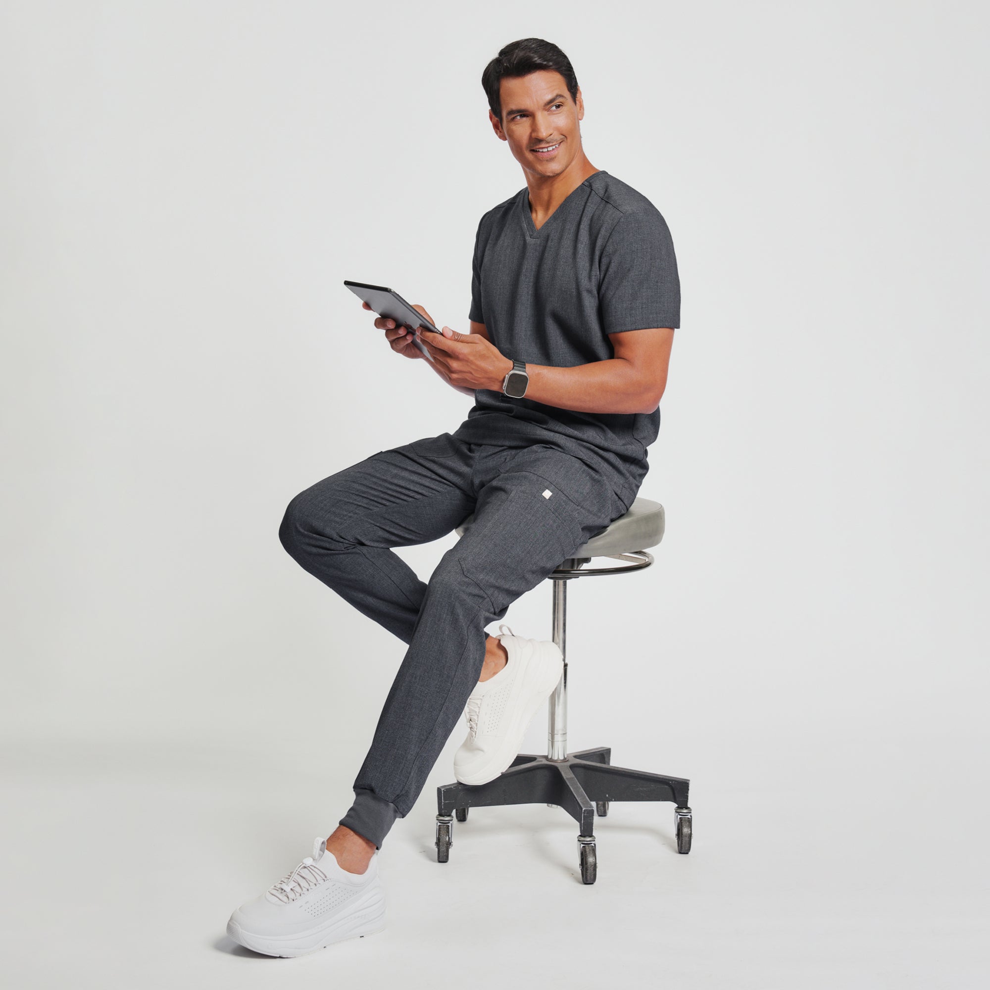 Image of Zenir | Men's Essential 8-Pocket Jogger Scrub Pants - Charcoal Gray
