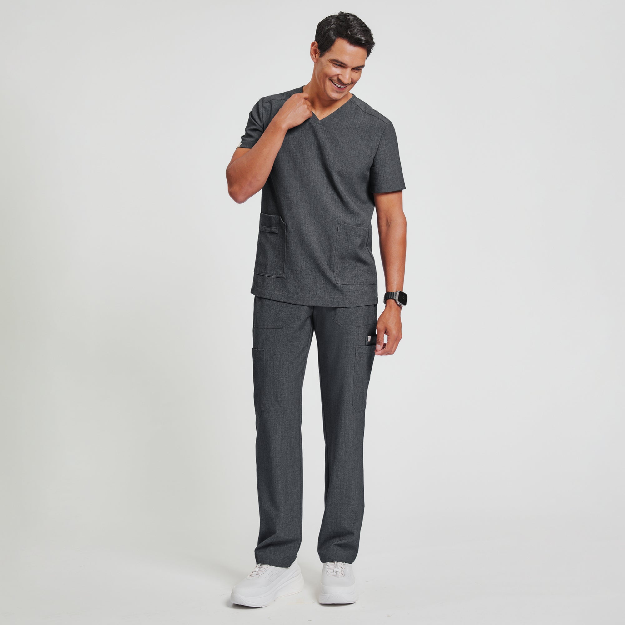 Image of Zenir | Men's Essential 8-Pocket Straight Scrub Pants - Charcoal Gray