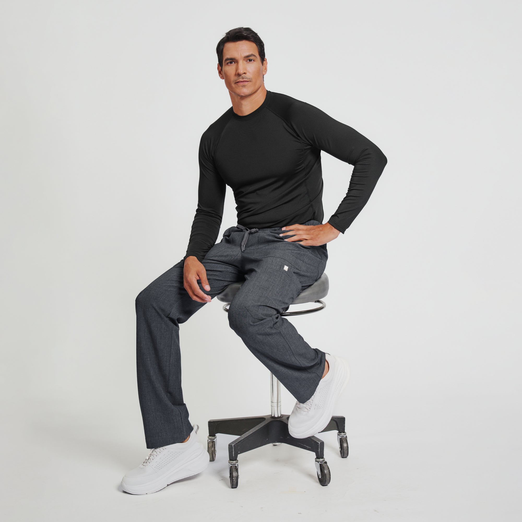 Image of Zenir | Men's Essential 8-Pocket Straight Scrub Pants - Charcoal Gray