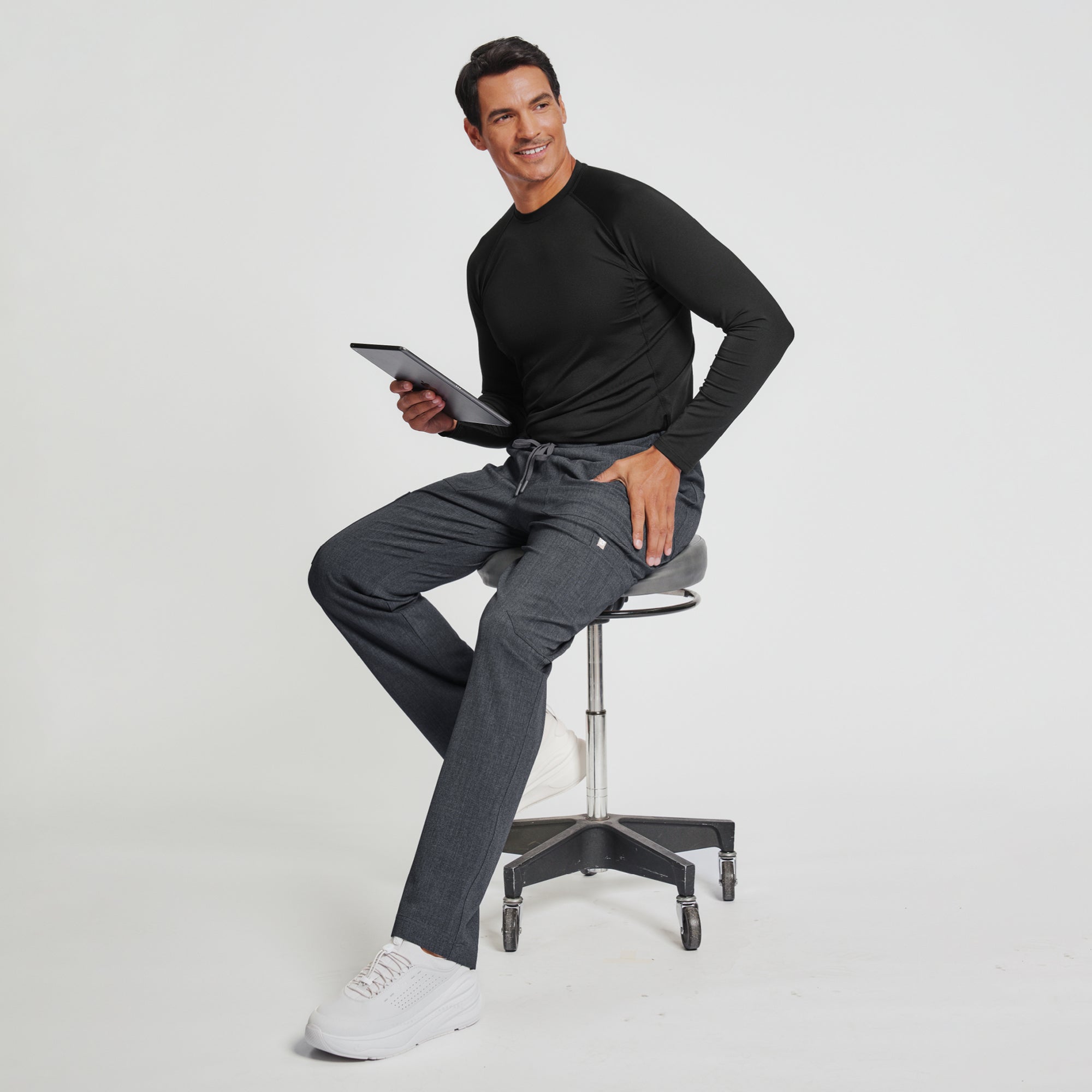 Image of Zenir | Men's Essential 8-Pocket Straight Scrub Pants - Charcoal Gray