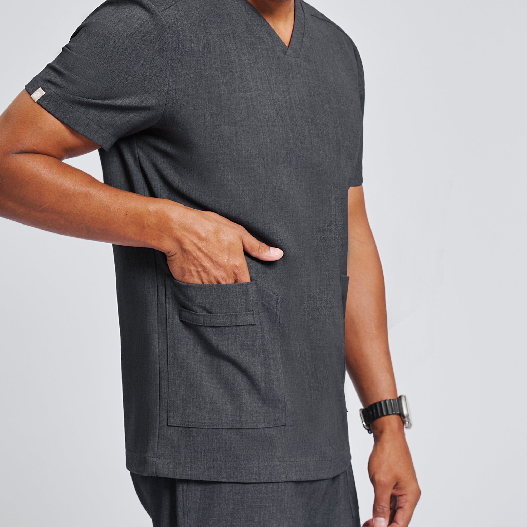 Image of Zenir | Men's VersaPocket Scrub Top - Charcoal Gray