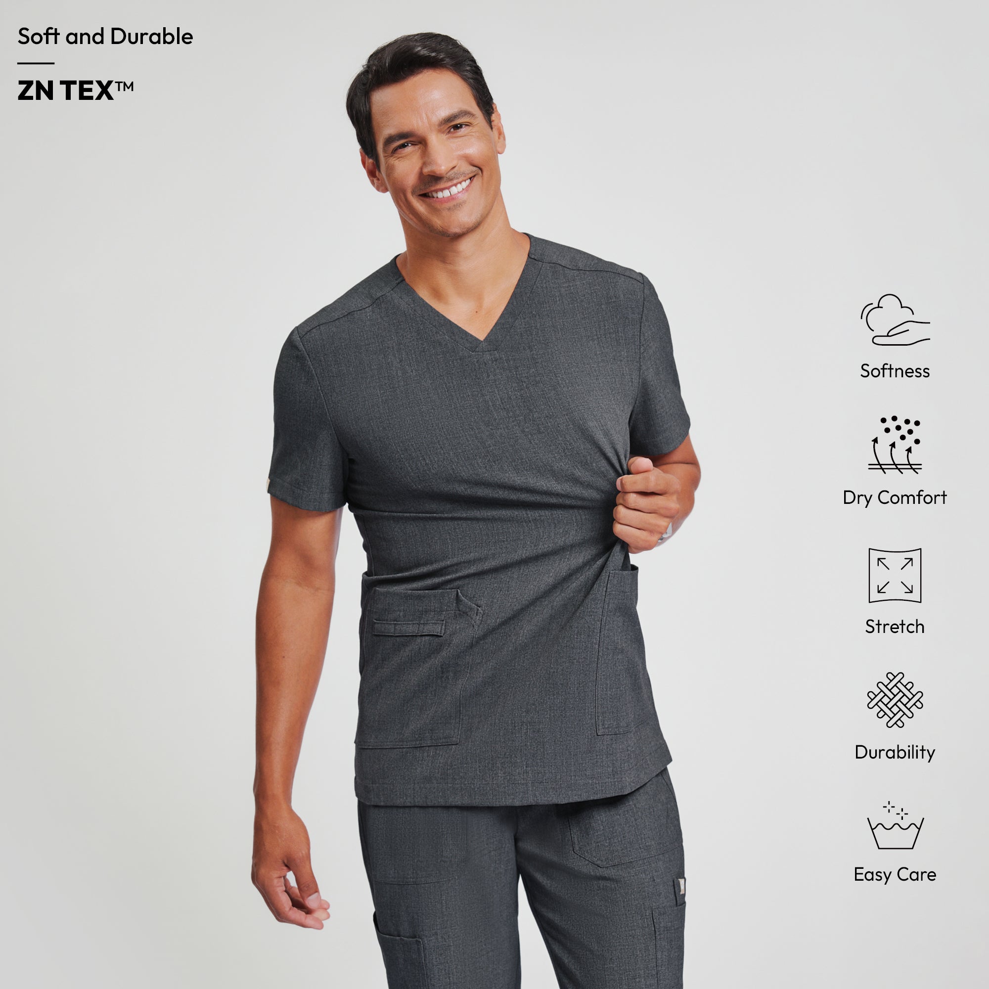 Image of Zenir | Men's VersaPocket Scrub Top - Charcoal Gray