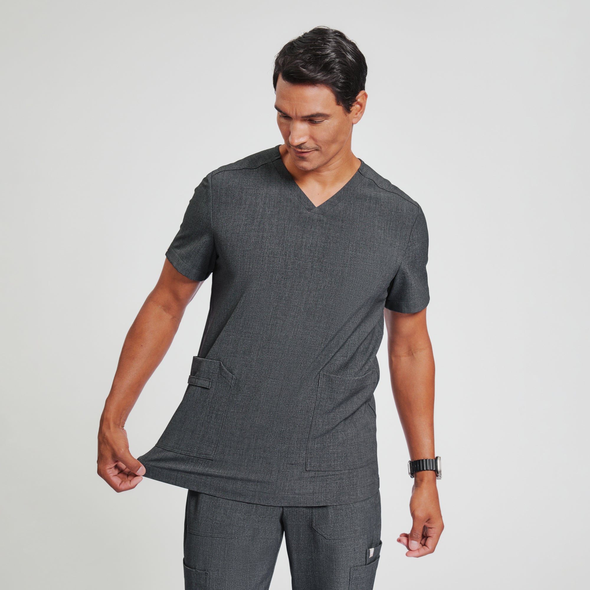 Image of Zenir | Men's VersaPocket Scrub Top - Charcoal Gray