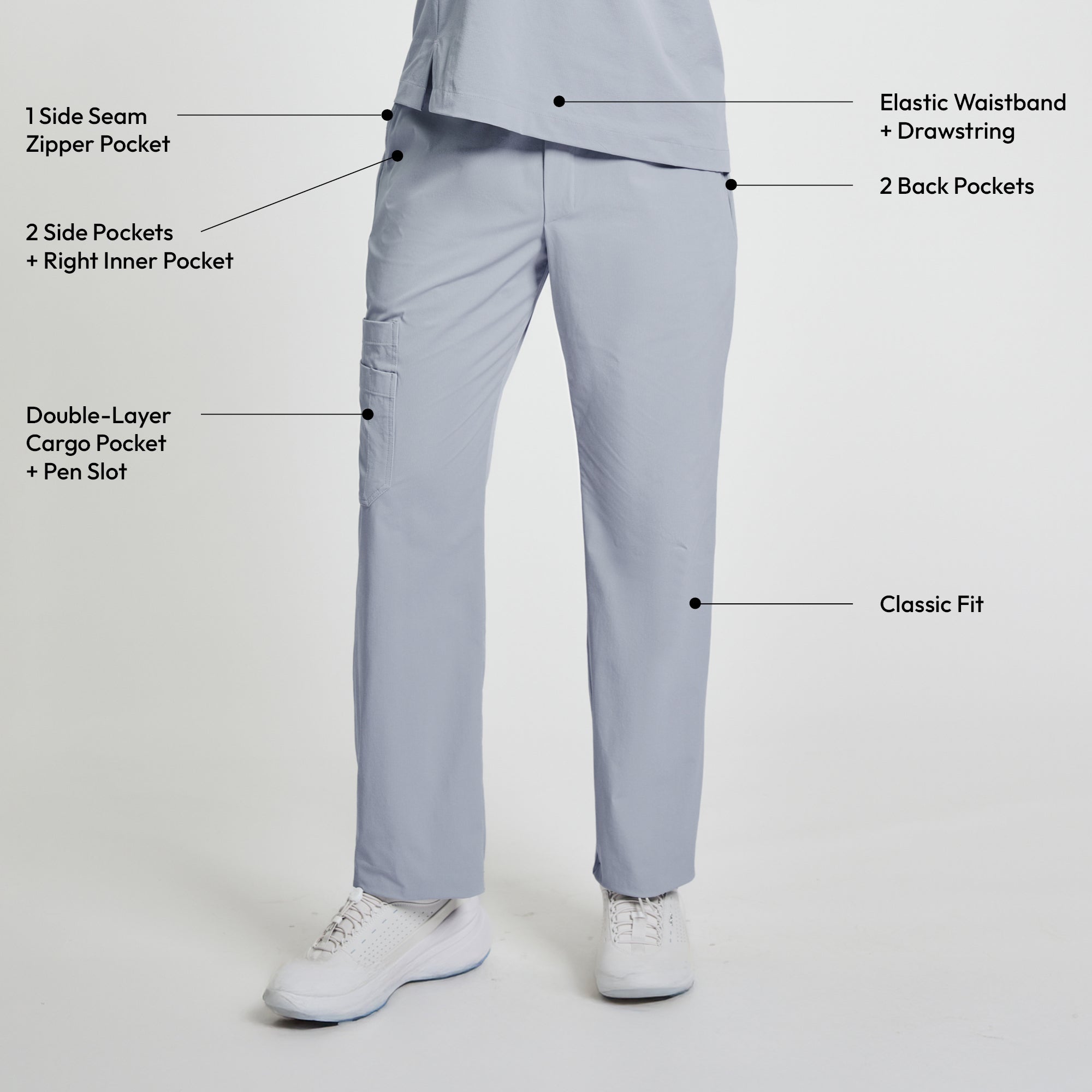Image of Zenir | Men's Pocket Straight Scrub Pants - Cool Gray