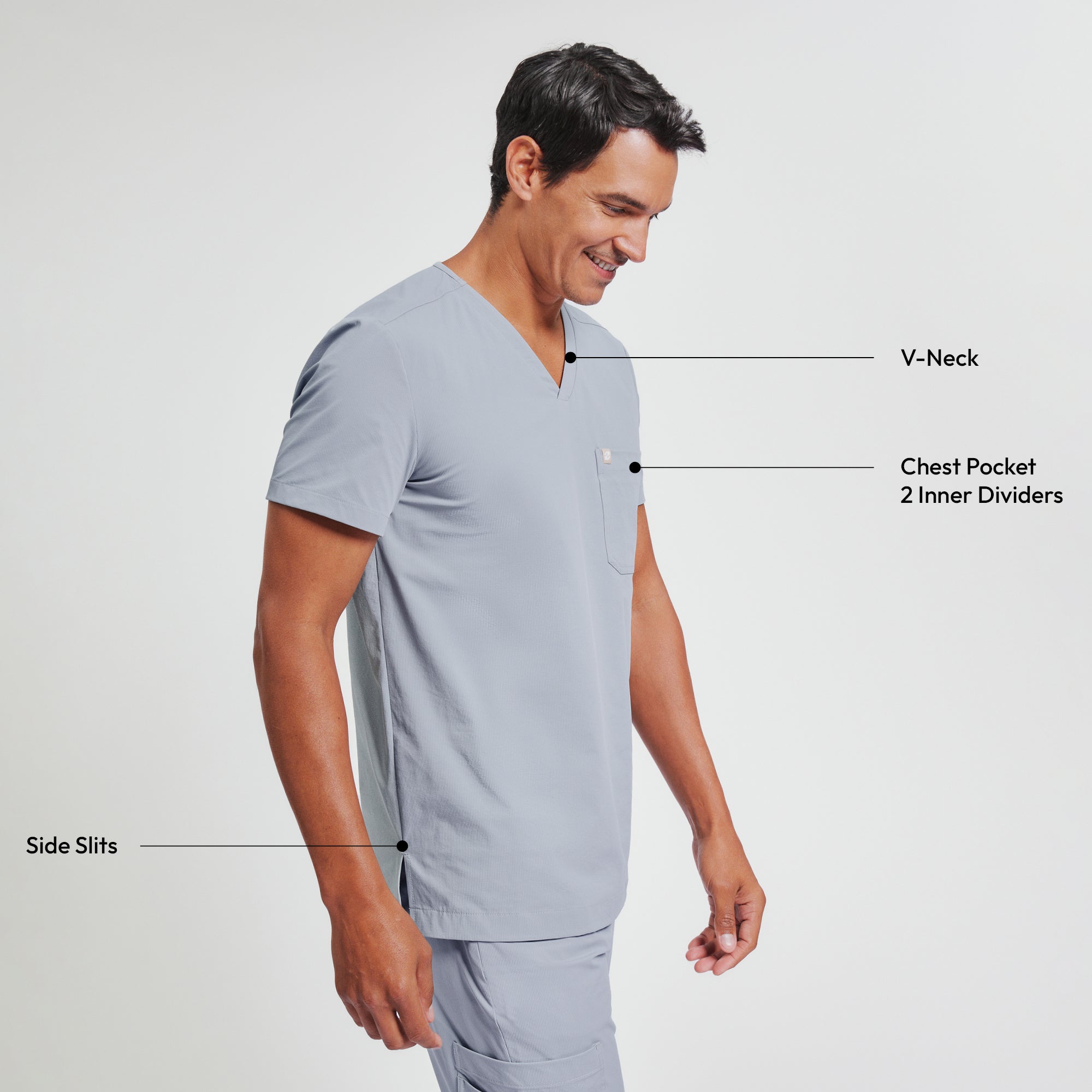 Image of Zenir | Men's Single Pocket Scrub Top - Cool Gray