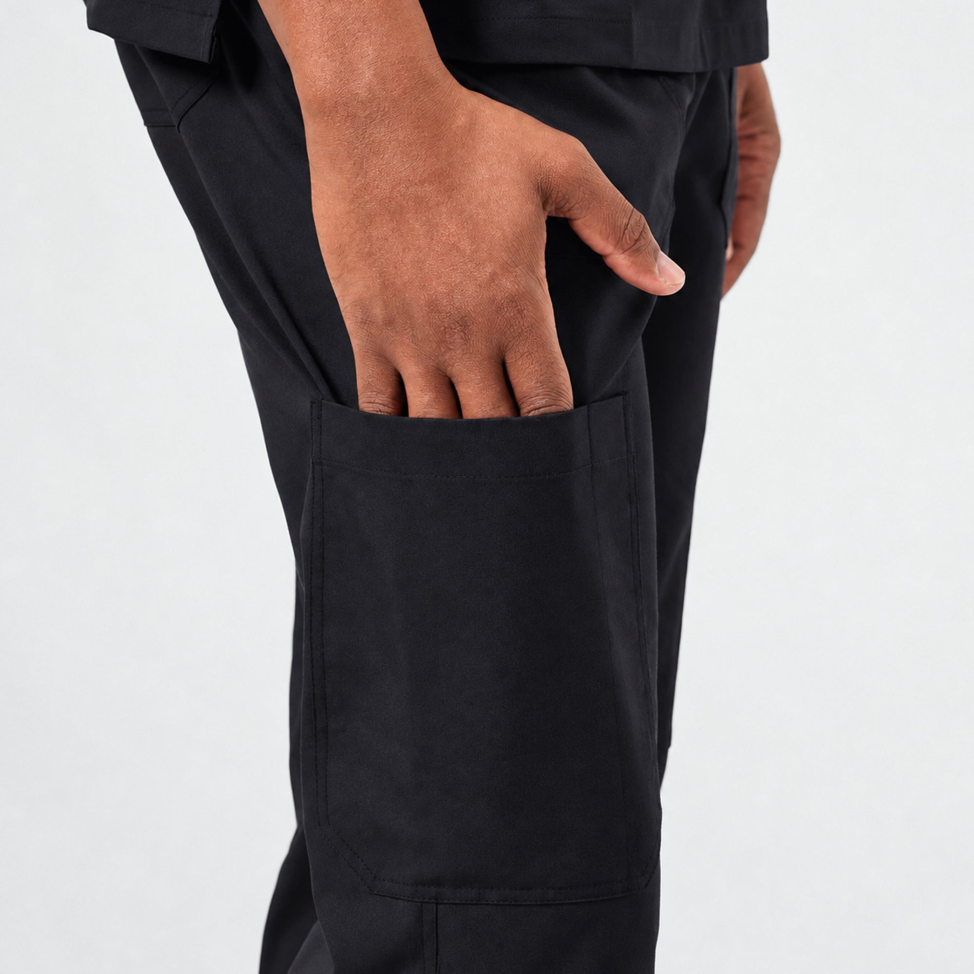 Image of Zenir | Men's 8-Pocket Straight Scrub Pants - Eco Black