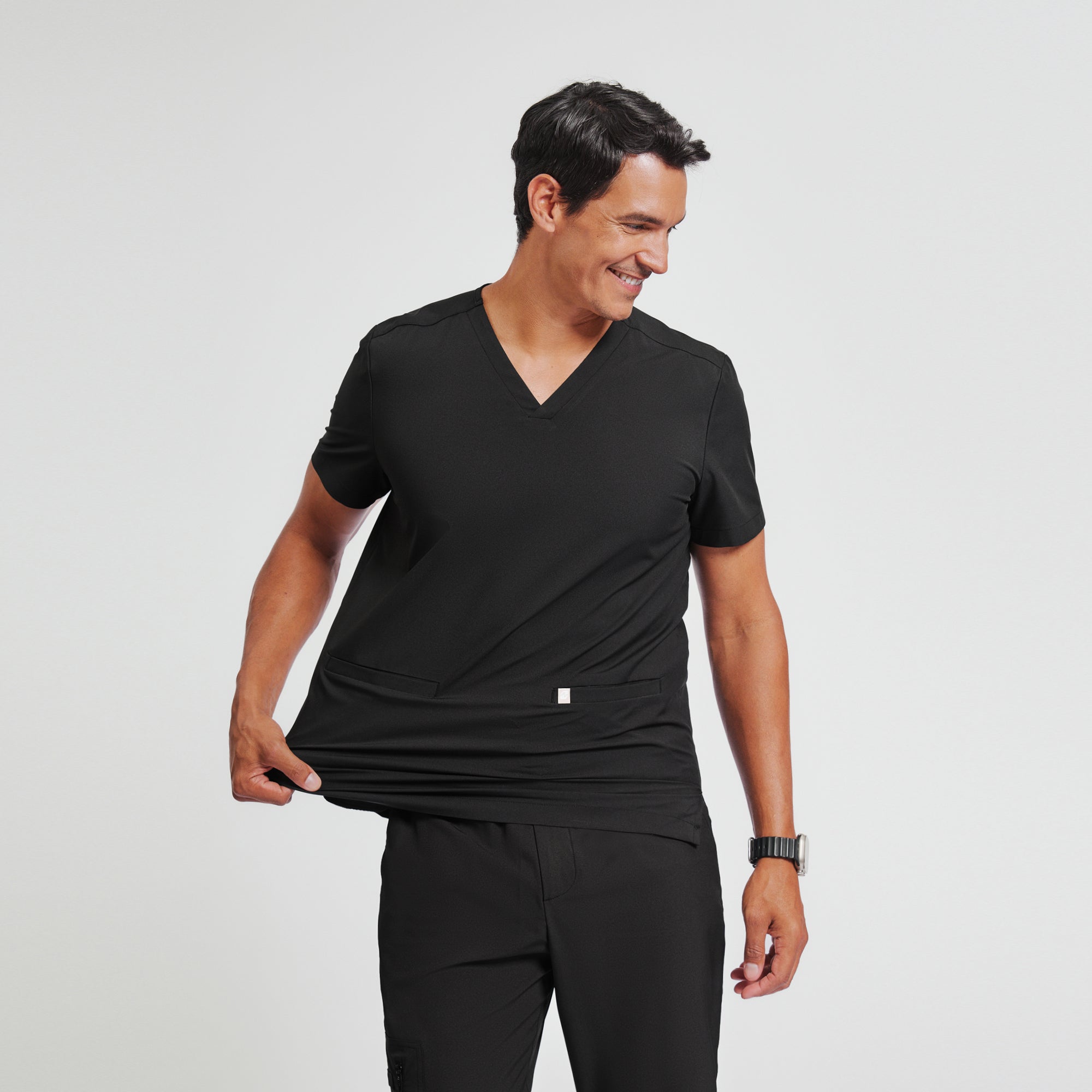 Image of Zenir | Men's Double Pocket Scrub Top - Eco Black