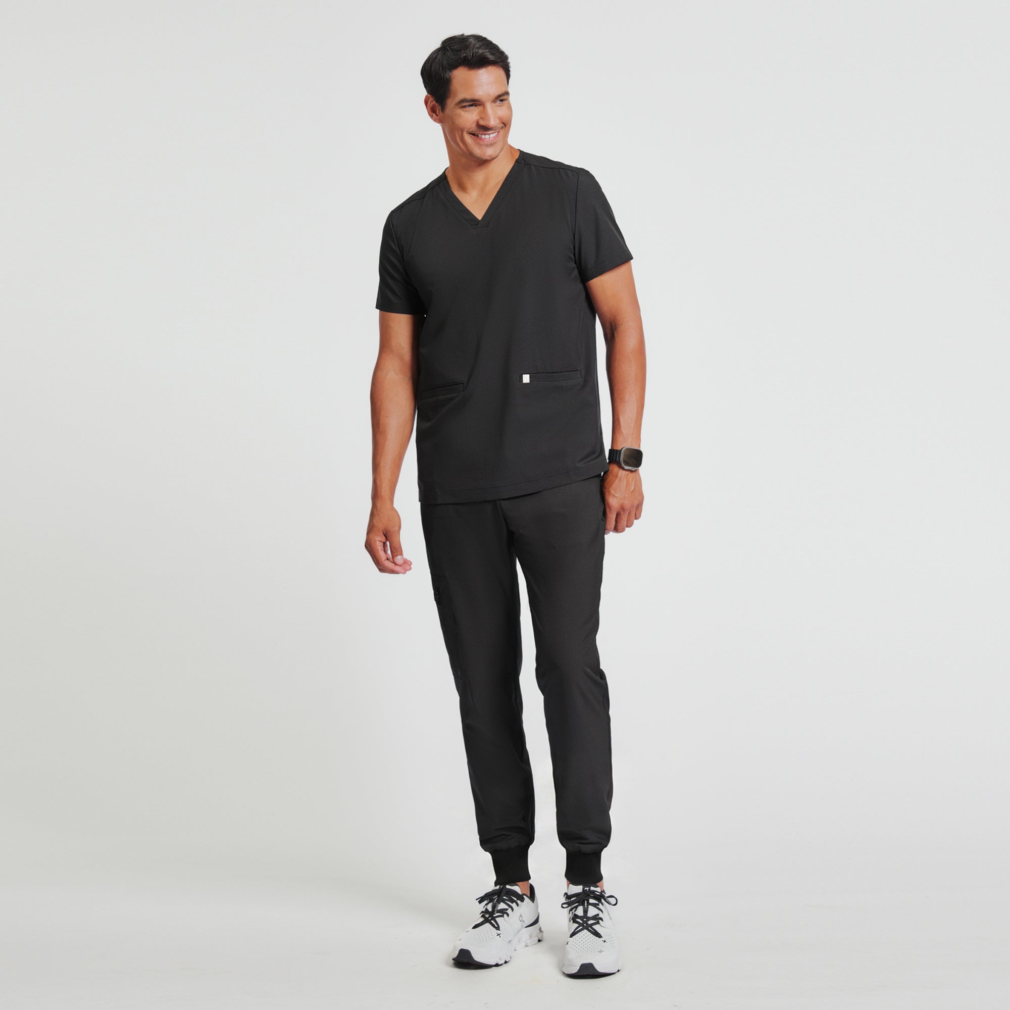 Image of Zenir | Men's Double Pocket Scrub Top - Eco Black