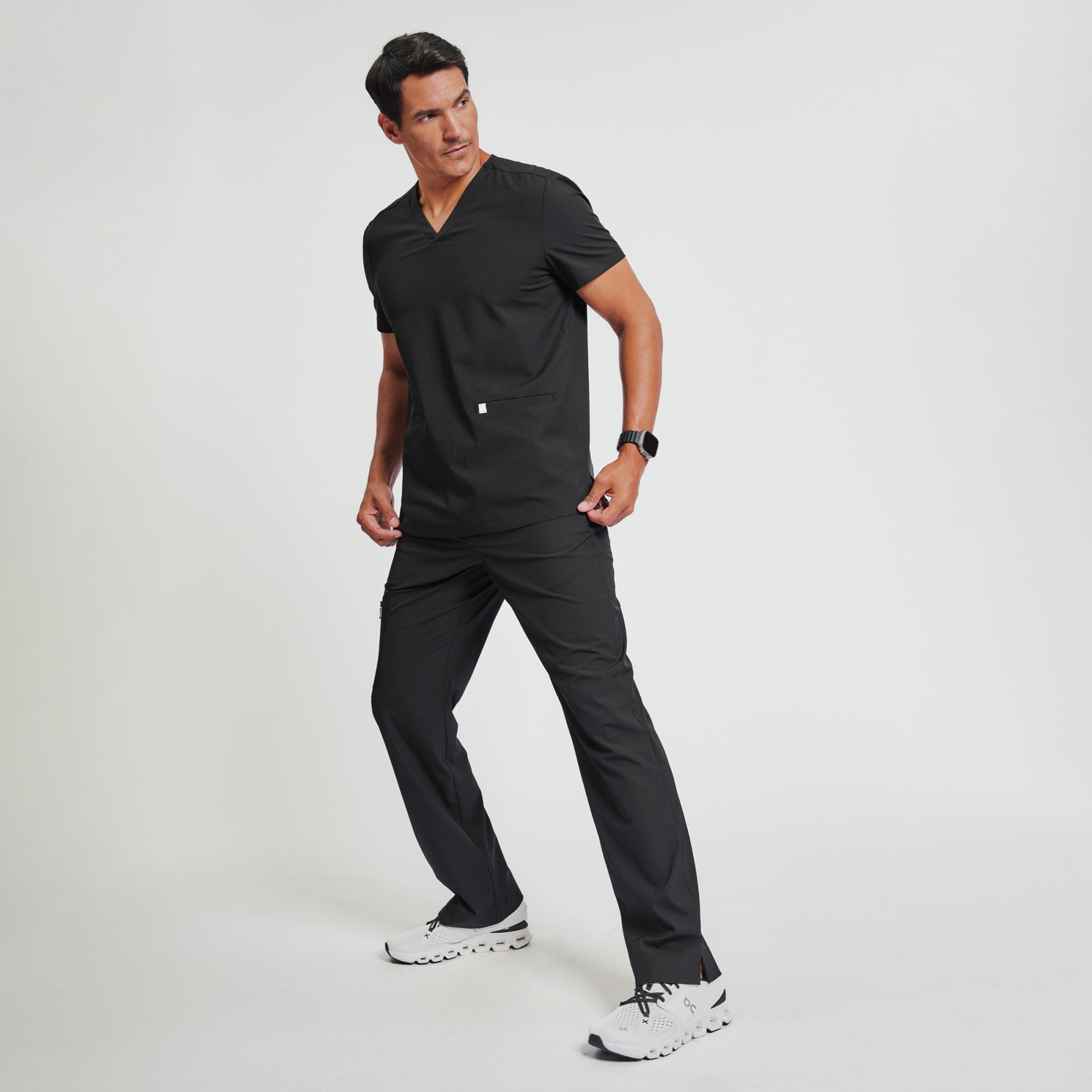 Image of Zenir | Men's Zipper Pocket Straight Scrub Pants - Eco Black