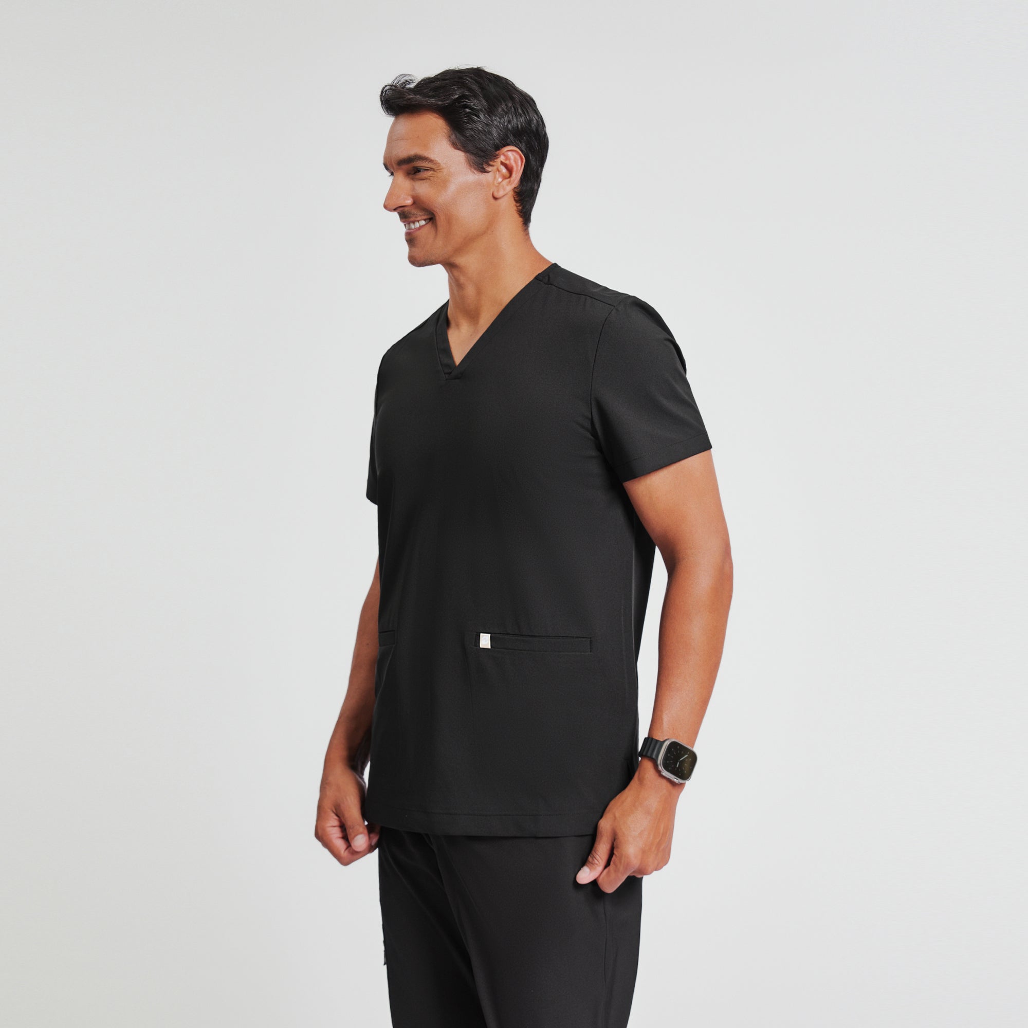 Image of Zenir | Men's Double Pocket Scrub Top - Eco Black