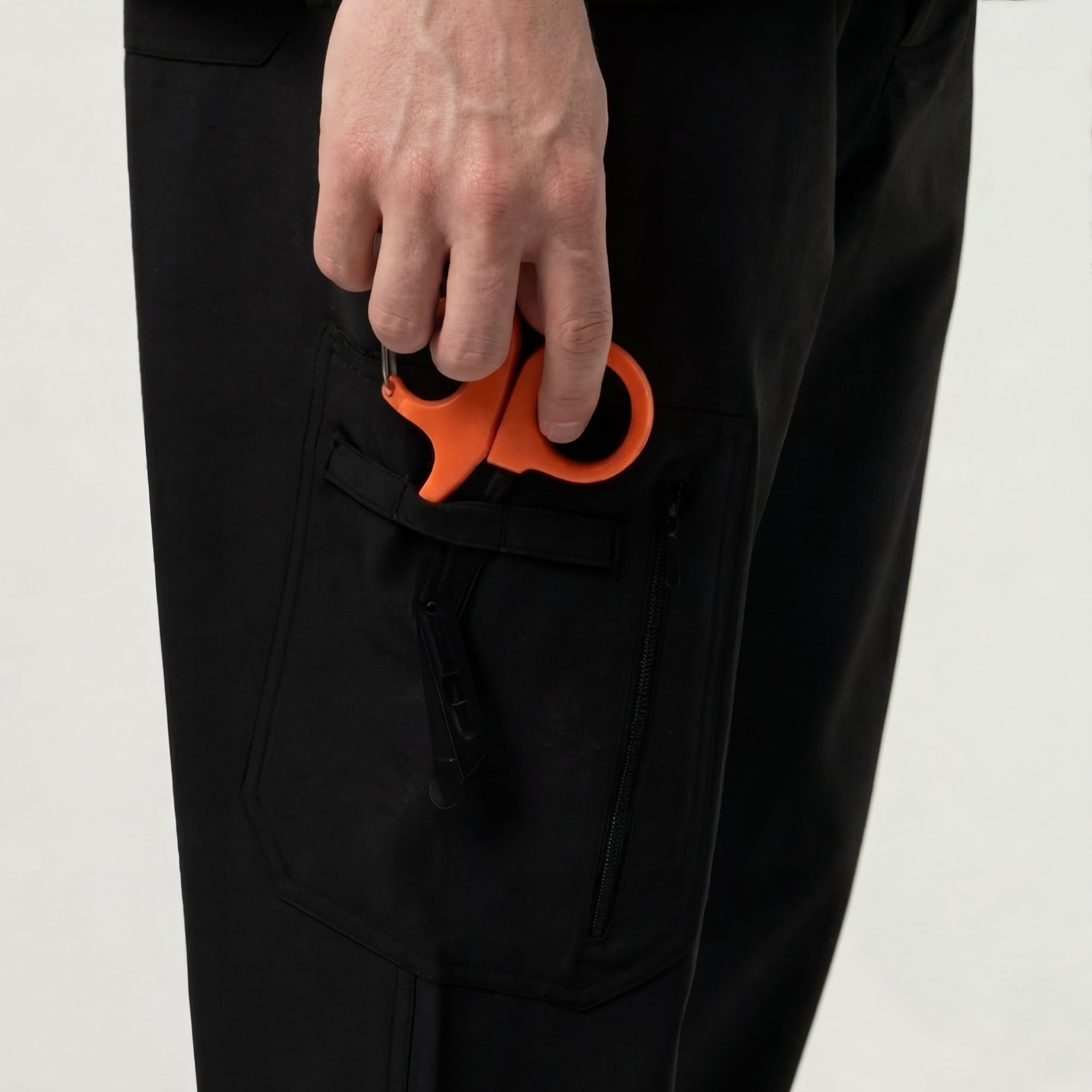 Image of Zenir | Men's Zipper Pocket Straight Scrub Pants - Eco Black