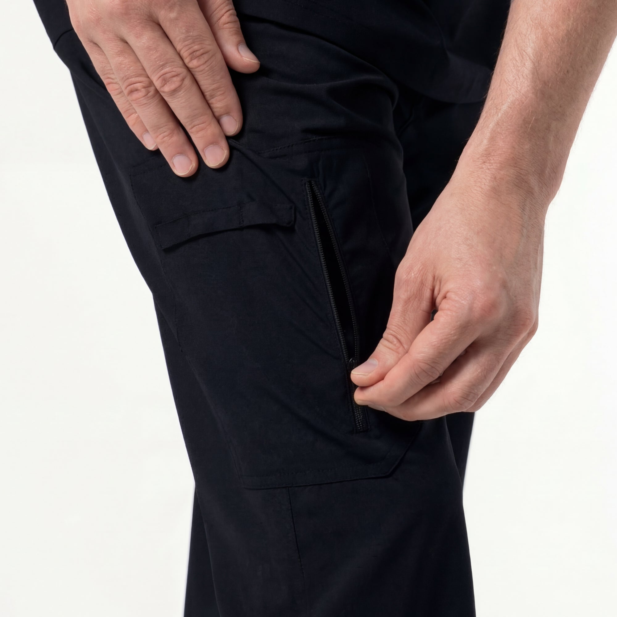 Image of Zenir | Men's Zipper Pocket Straight Scrub Pants - Eco Black