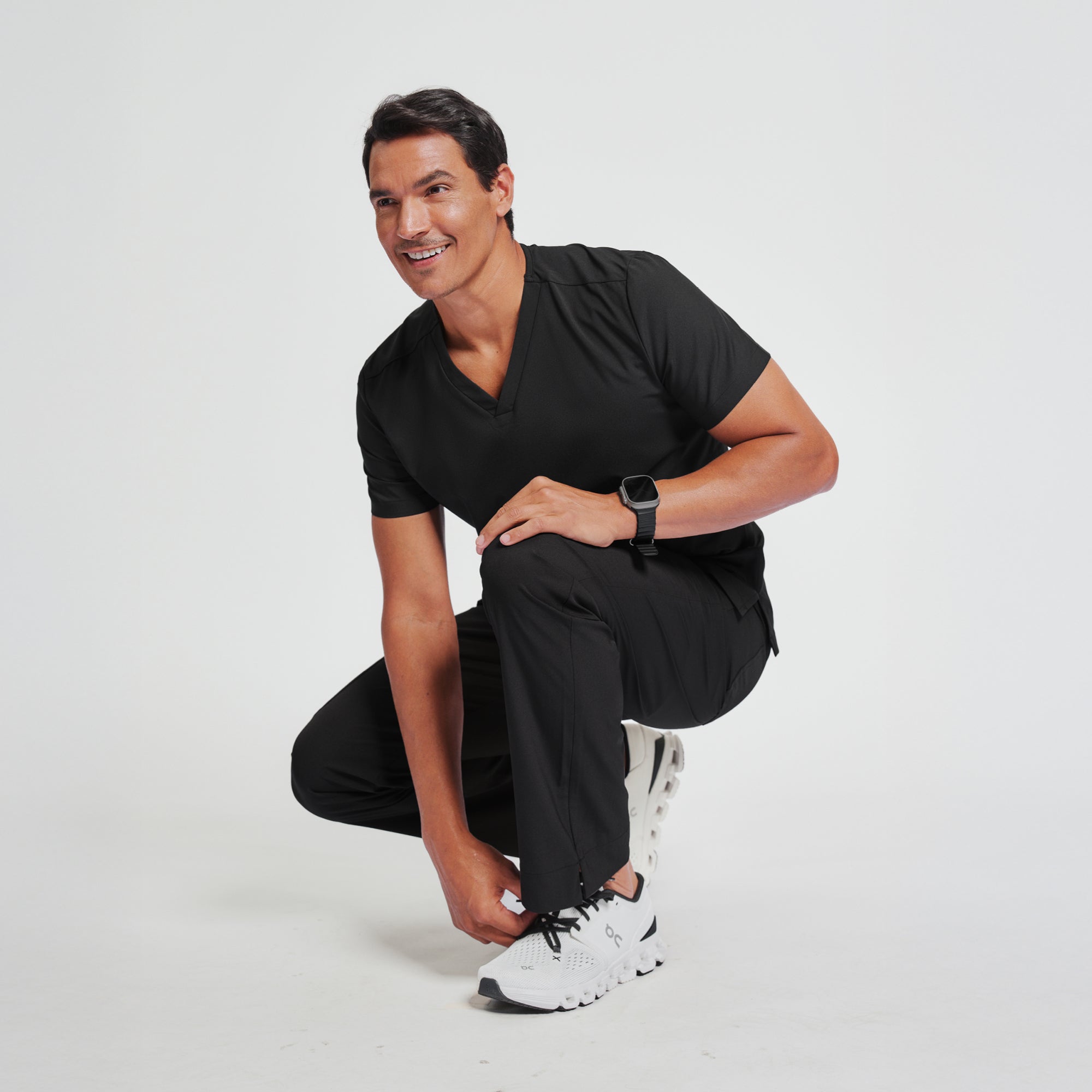Image of Zenir | Men's Zipper Pocket Straight Scrub Pants - Eco Black