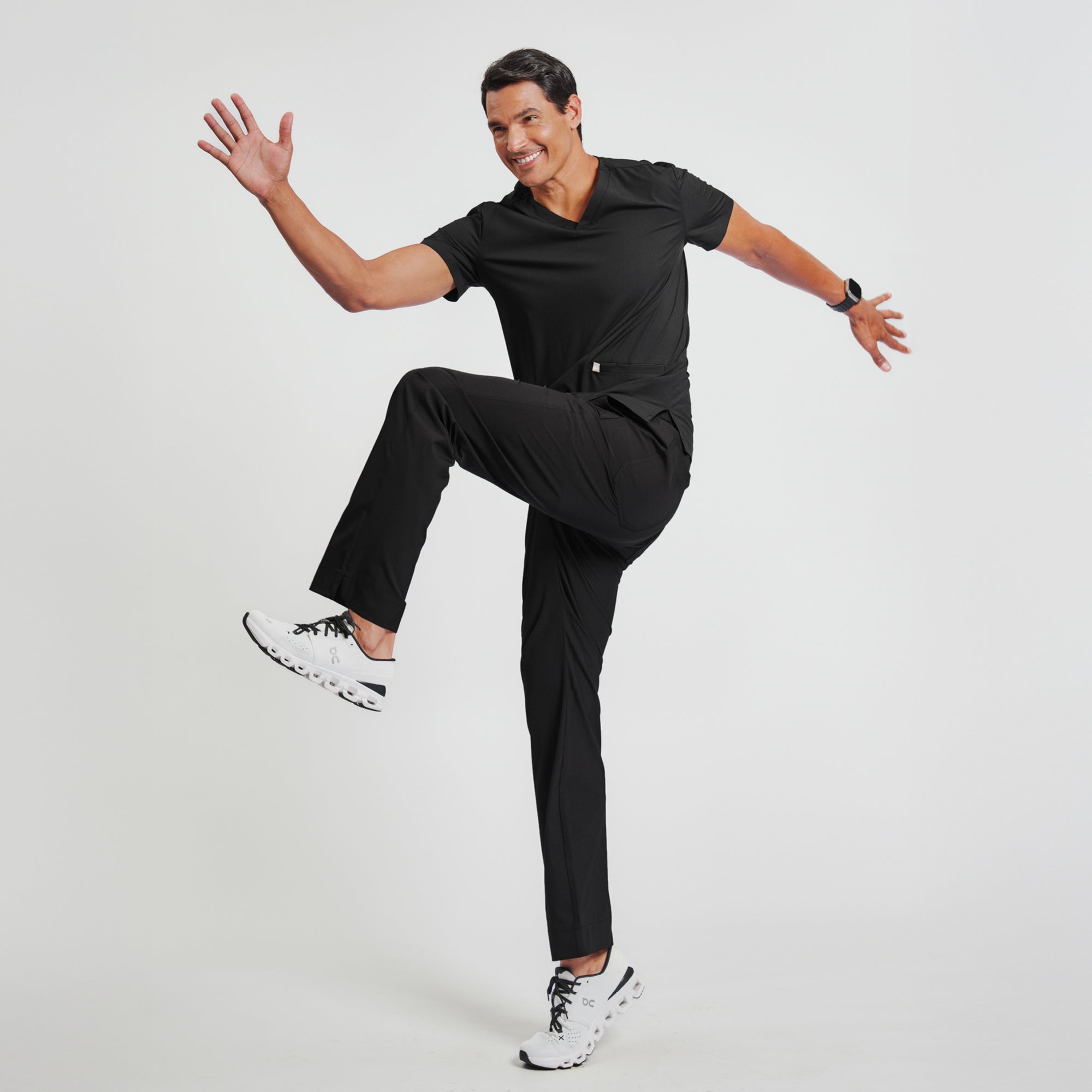 Image of Zenir | Men's Zipper Pocket Straight Scrub Pants - Eco Black