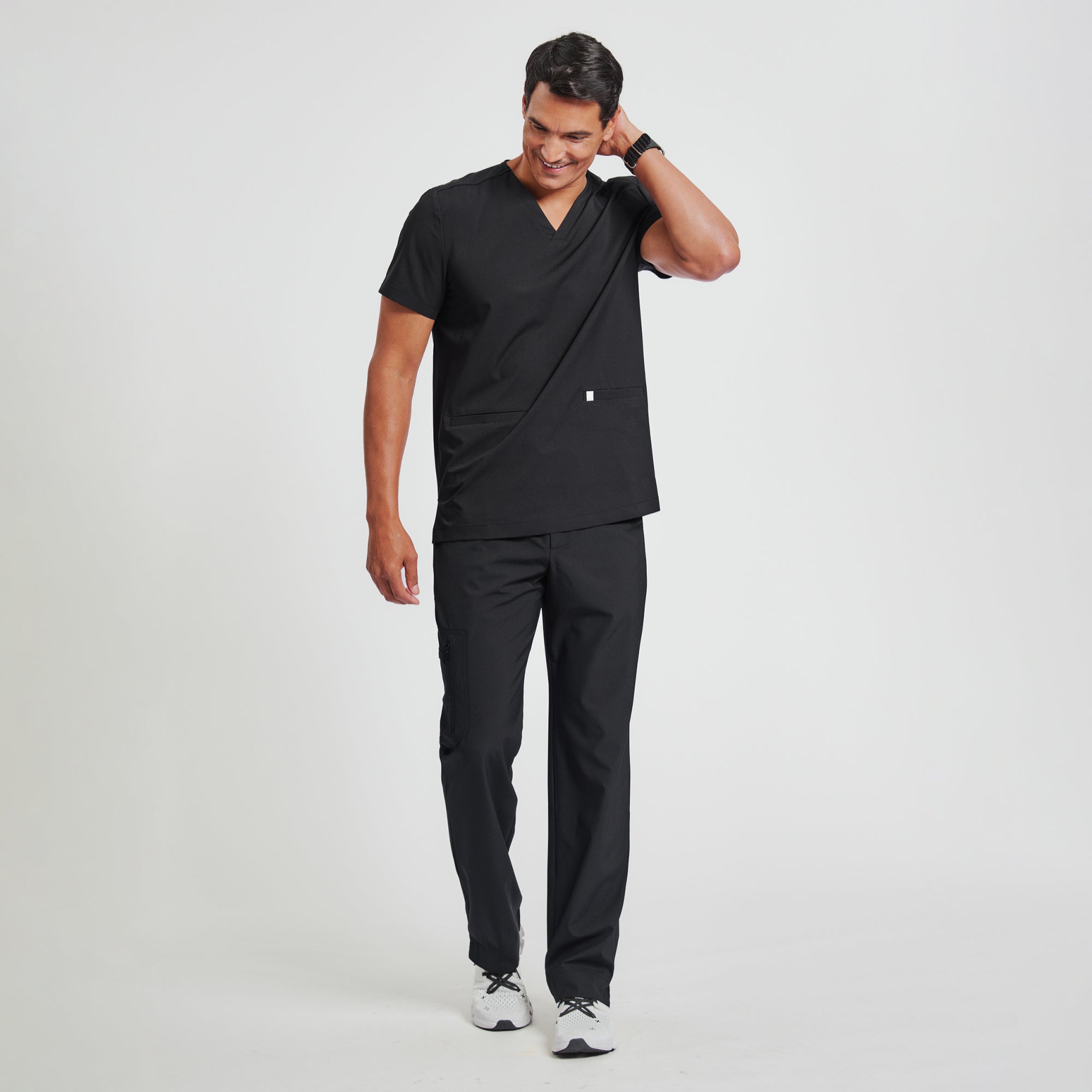 Image of Zenir | Men's Zipper Pocket Straight Scrub Pants - Eco Black