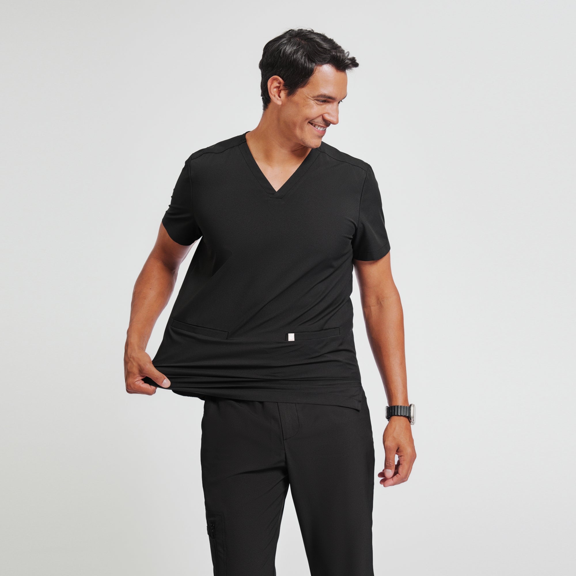 Image of Zenir | Men's Zipper Pocket Straight Scrub Pants - Eco Black