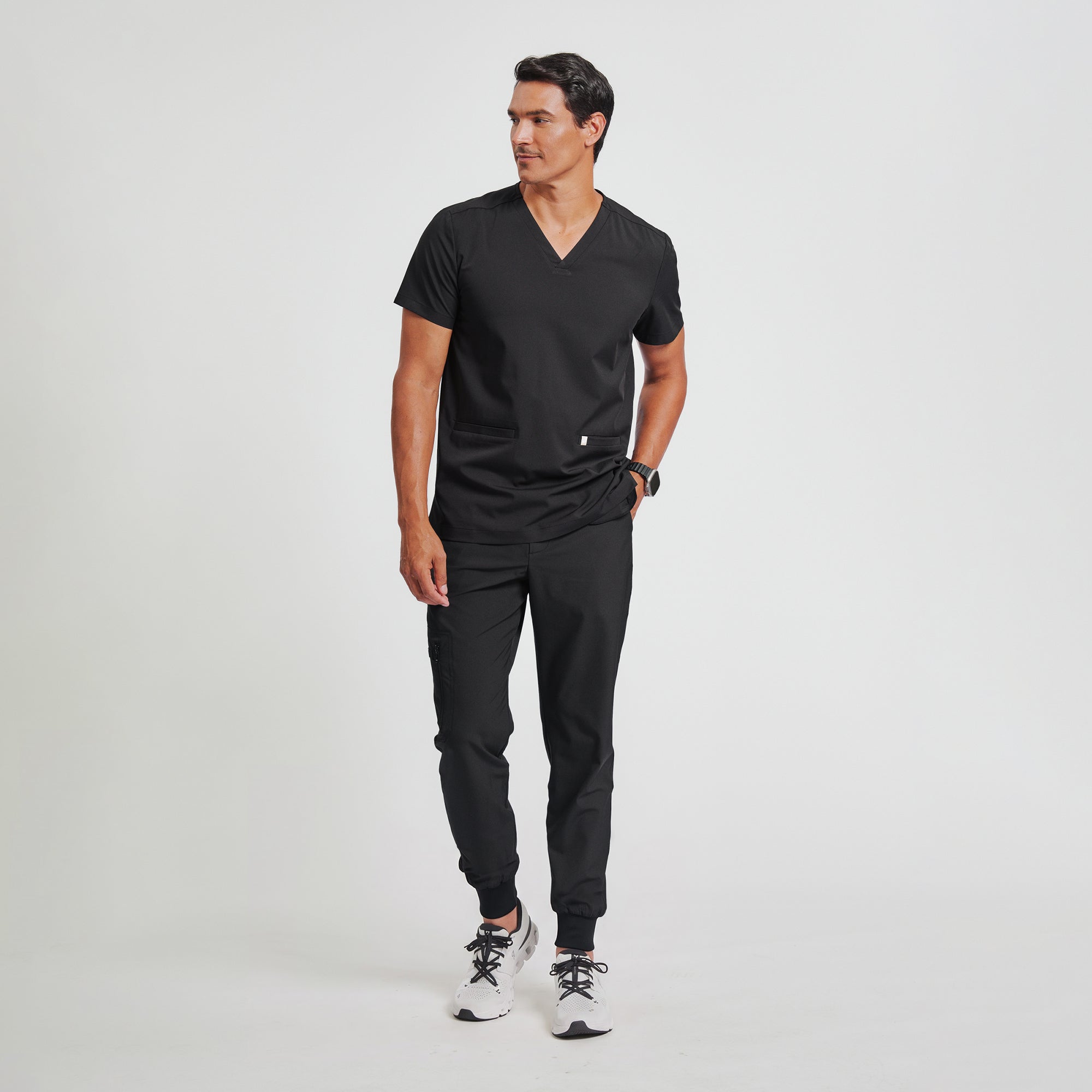 Image of Zenir | Men's Double Pocket Scrub Top - Eco Black