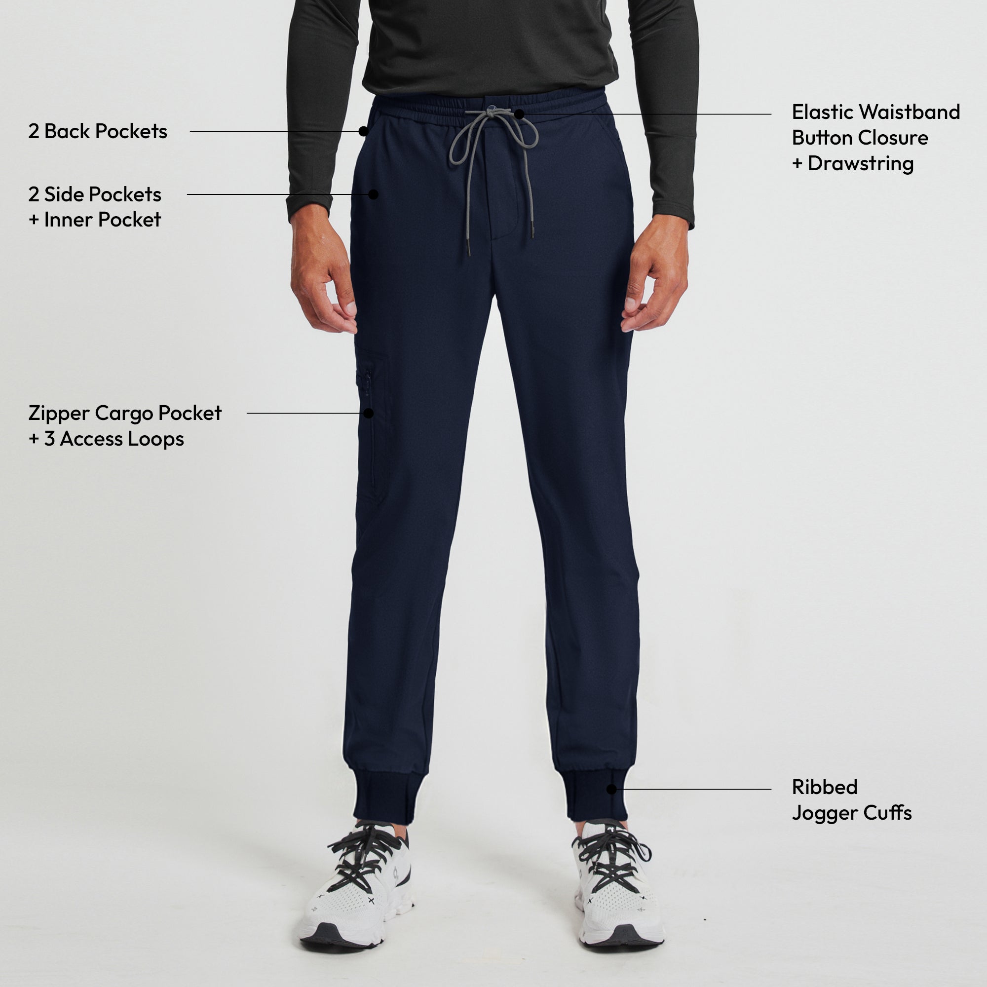 Image of Zenir | Men's Zipper Pocket Jogger Scrub Pants - Eco Navy